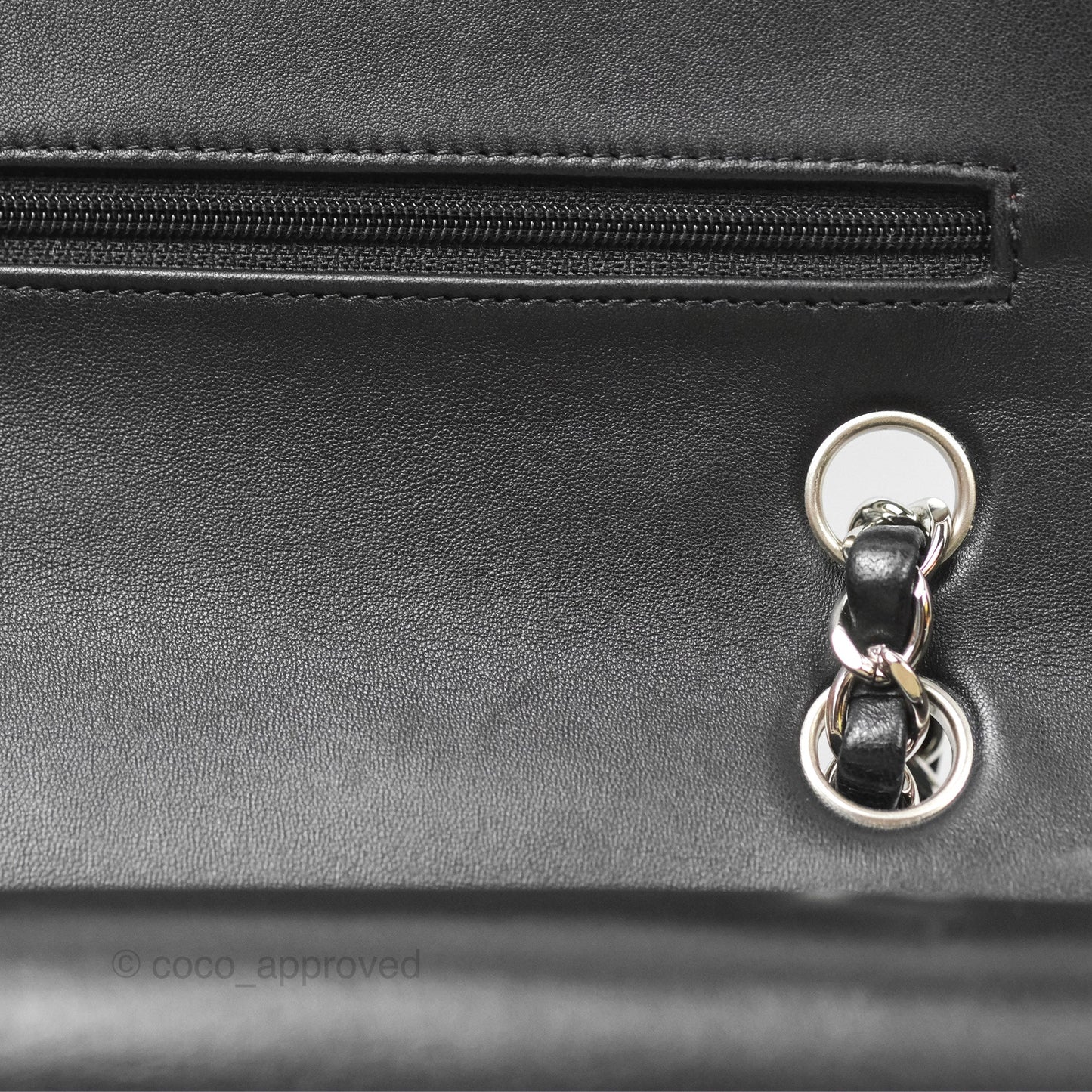 Chanel Classic M/L Medium Flap Quilted Black Lambskin Silver Hardware