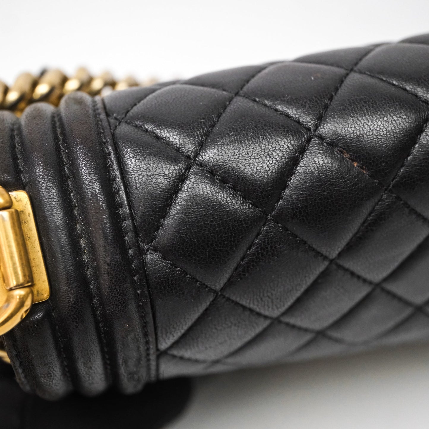 Chanel Medium Boy Quilted Black Lambskin Aged Gold Hardware