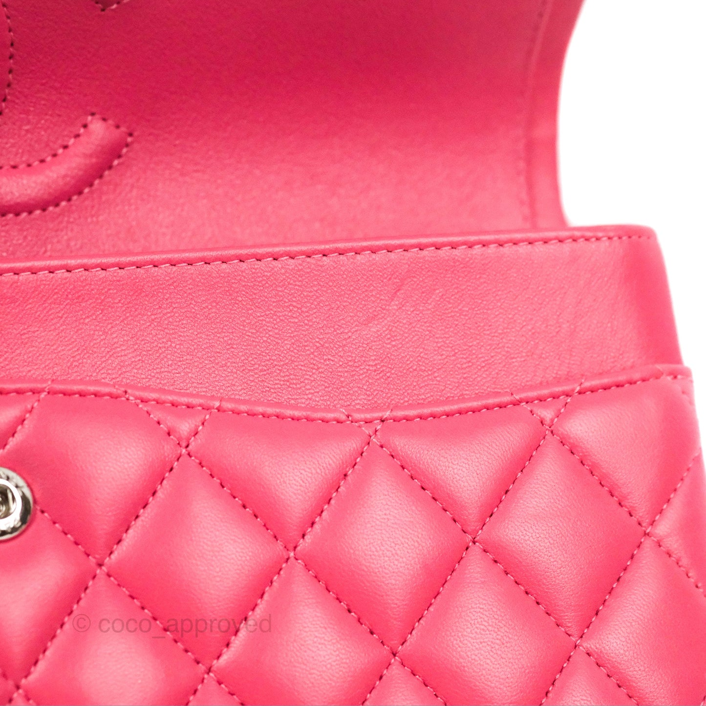 Chanel Classic M/L Medium Flap Quilted Pink Lambskin Silver Hardware