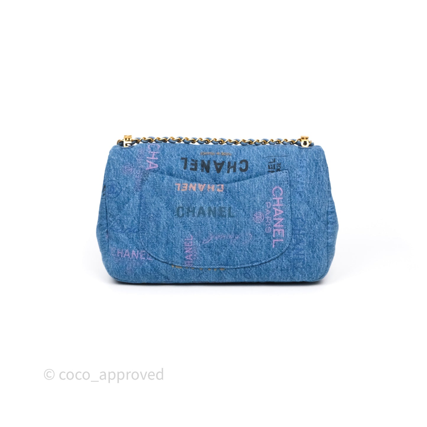 Chanel Large Denim Mood Flap Quilted Blue Multicolor 22P