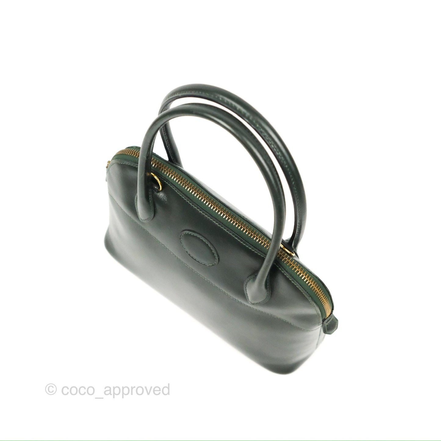 Hermès Vintage Bolide 27 Dark Green Box Leather Gold Hardware