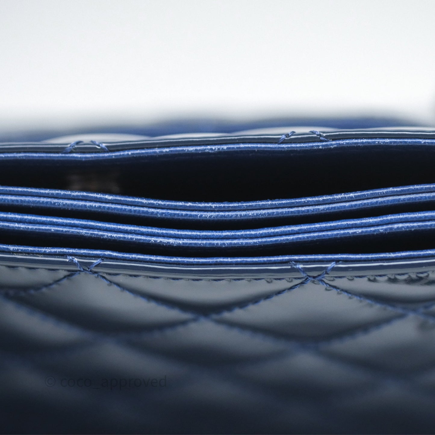 Chanel Quilted Bowling Tote Royal Blue Patent Silver Hardware