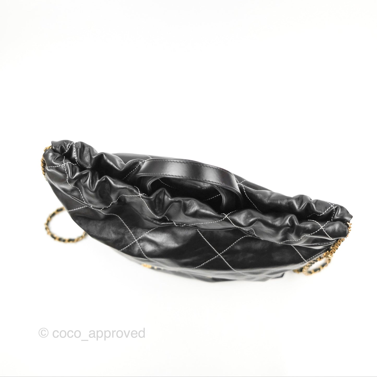 Chanel 22 Medium Shiny Calfskin Quilted Backpack Black