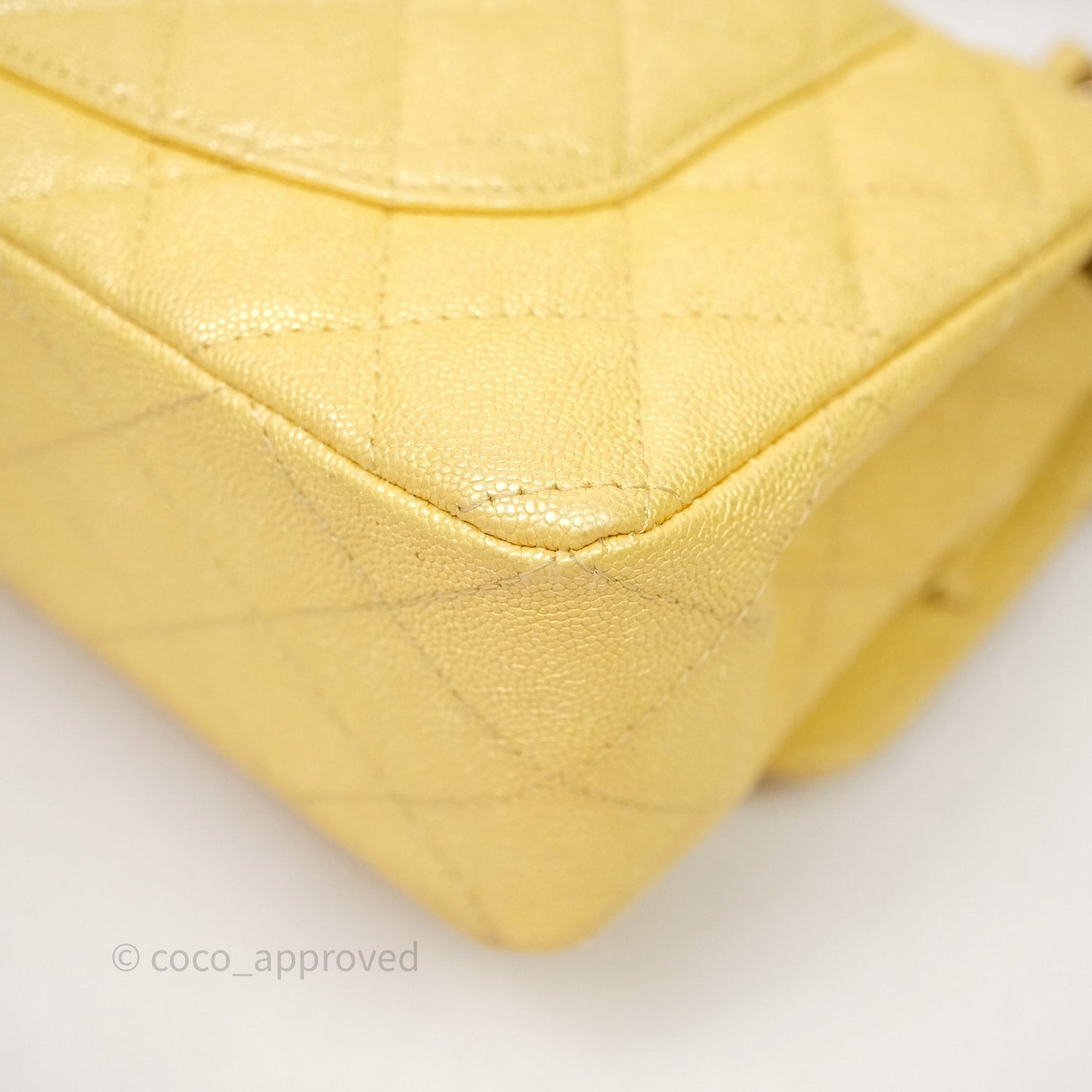 Chanel Small Classic Quilted Flap Iridescent Yellow Caviar Gold Hardware