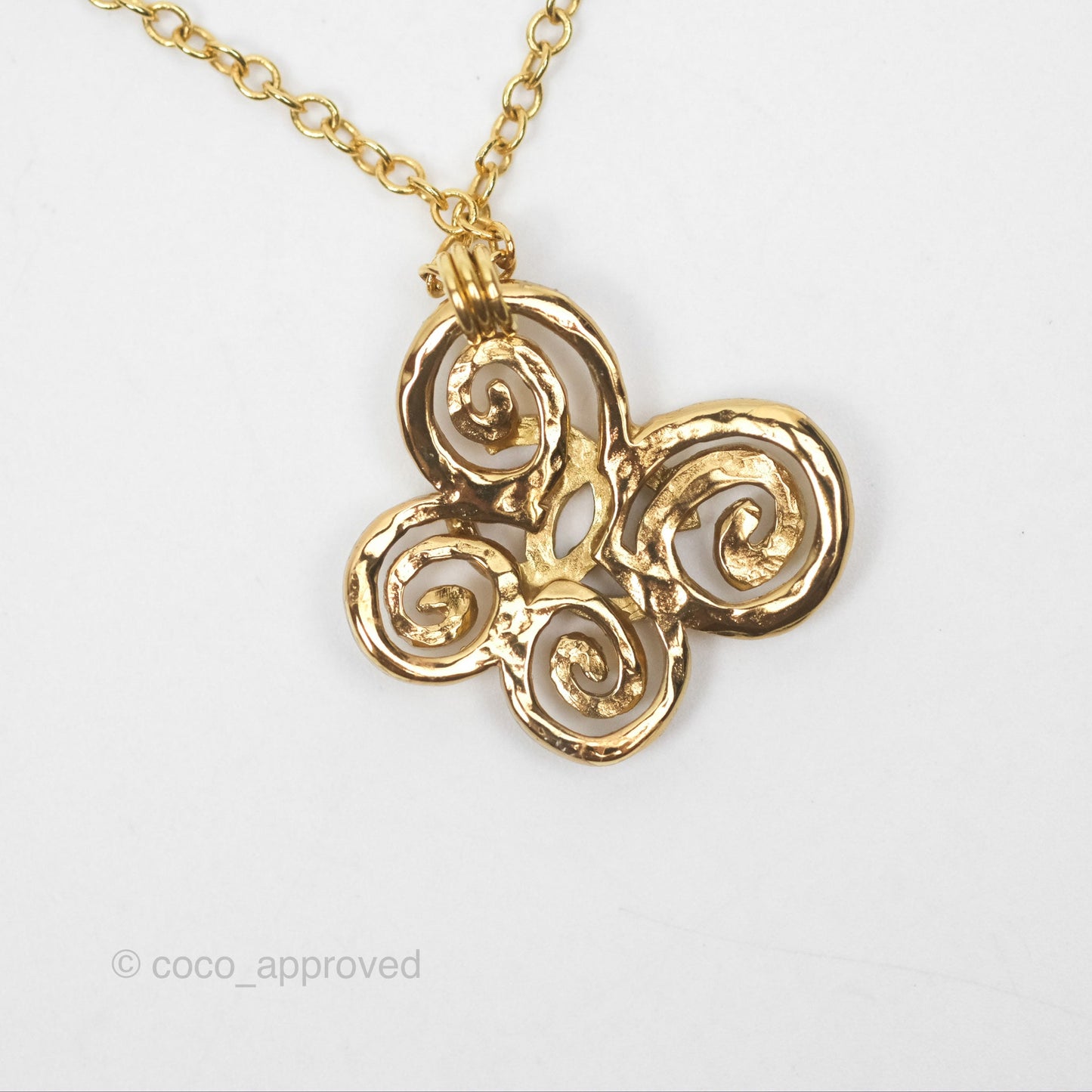 Chanel CC Butterfly Necklace Gold Tone 22S