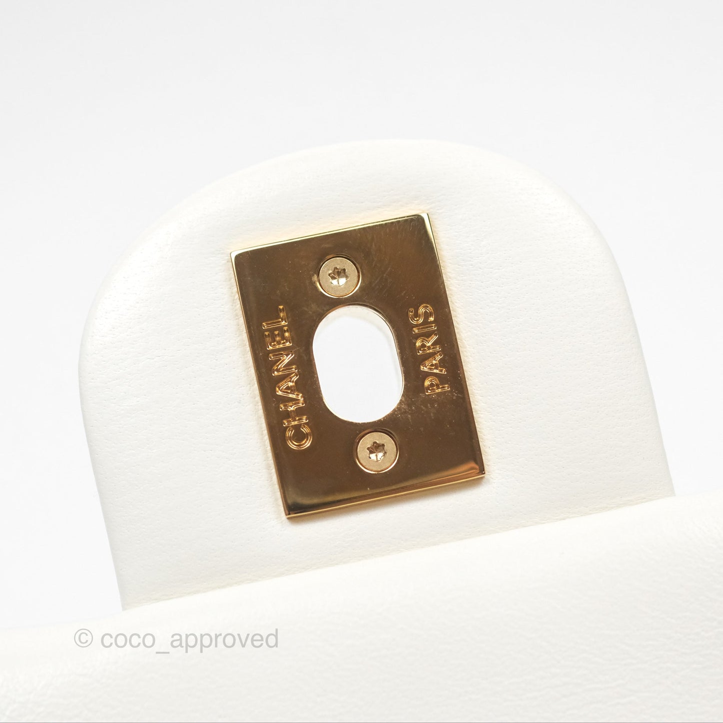 Chanel Top Handle Mini Flap Ivory White Lambskin Gold Hardware