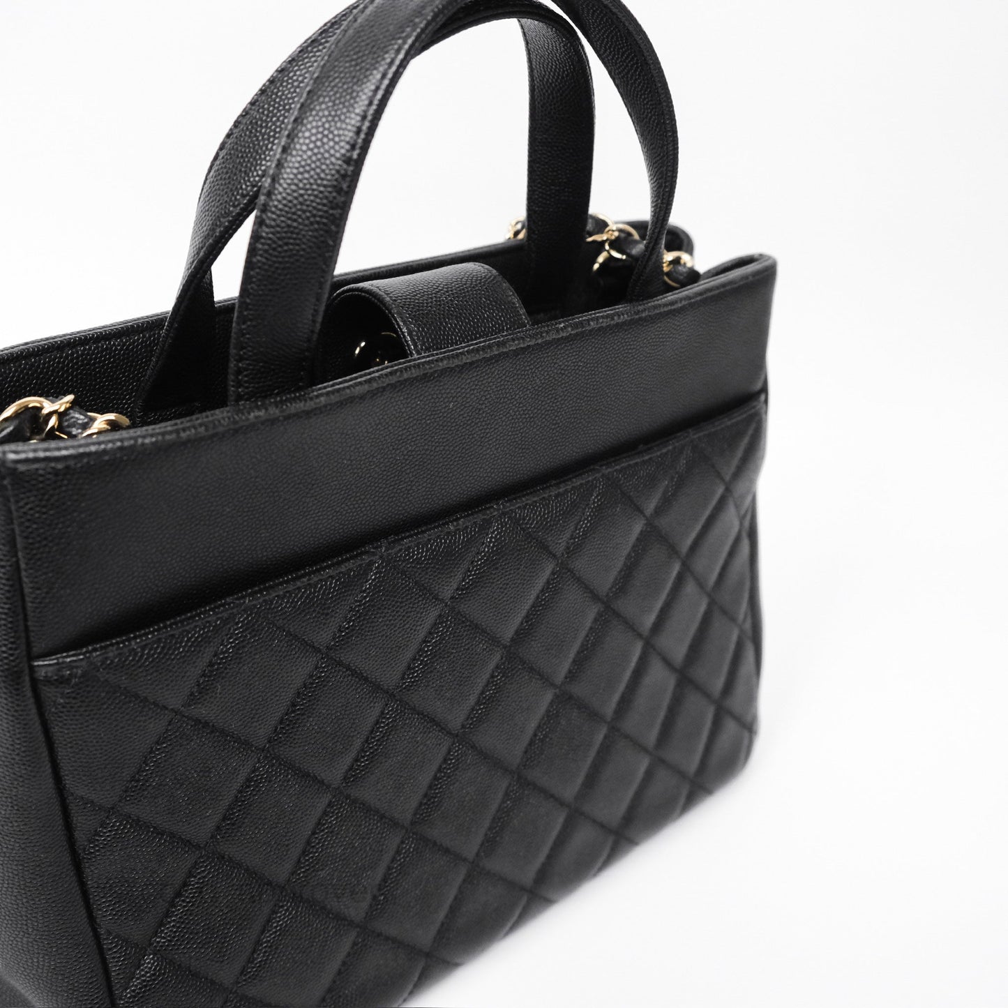 Chanel Small Business Affinity Shopping Bag Black Caviar Gold Hardware