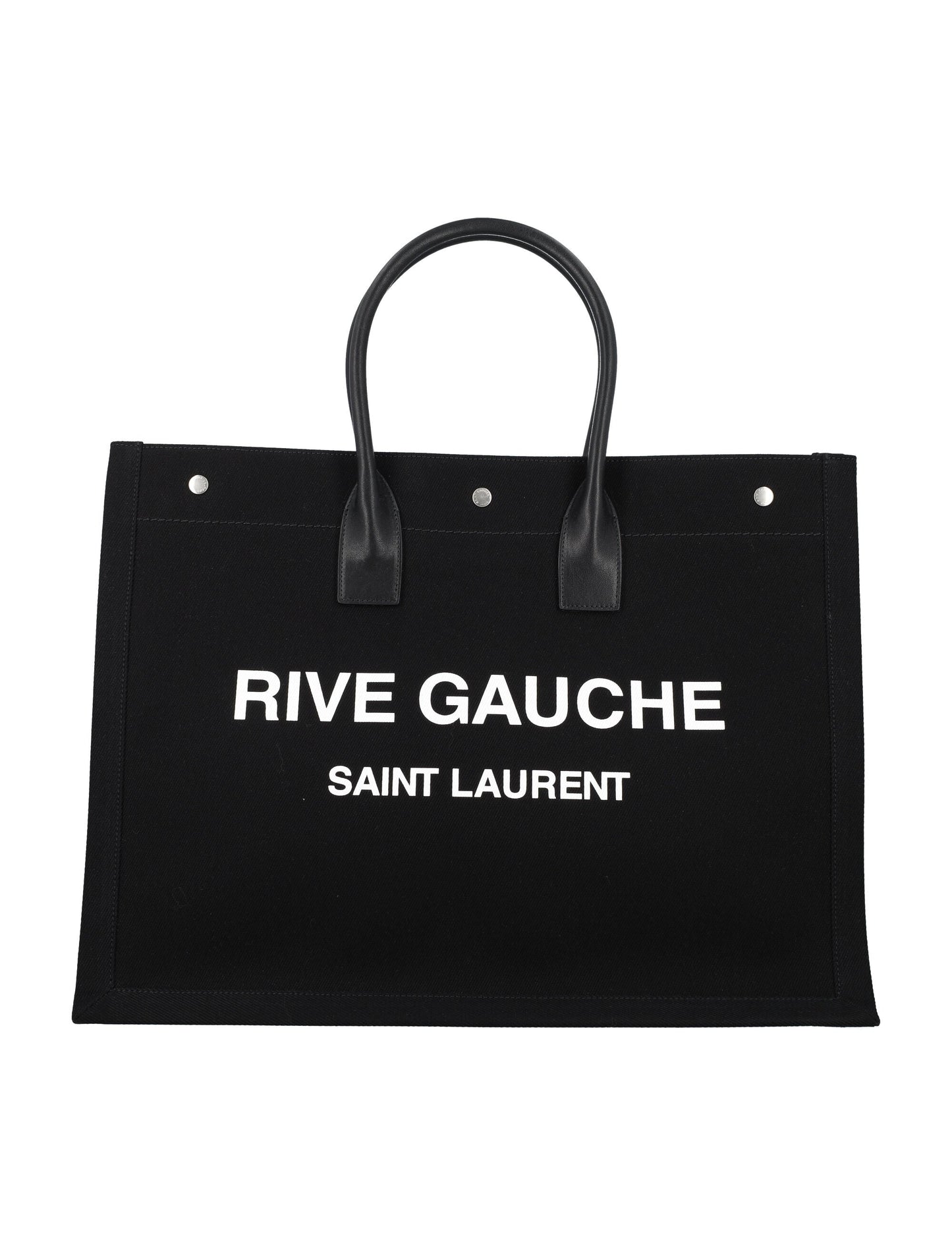 Luxury Saint Laurent Men's Rive Gauche Large Tote Bag in Black White | 24A509415FAAVR Color 1070