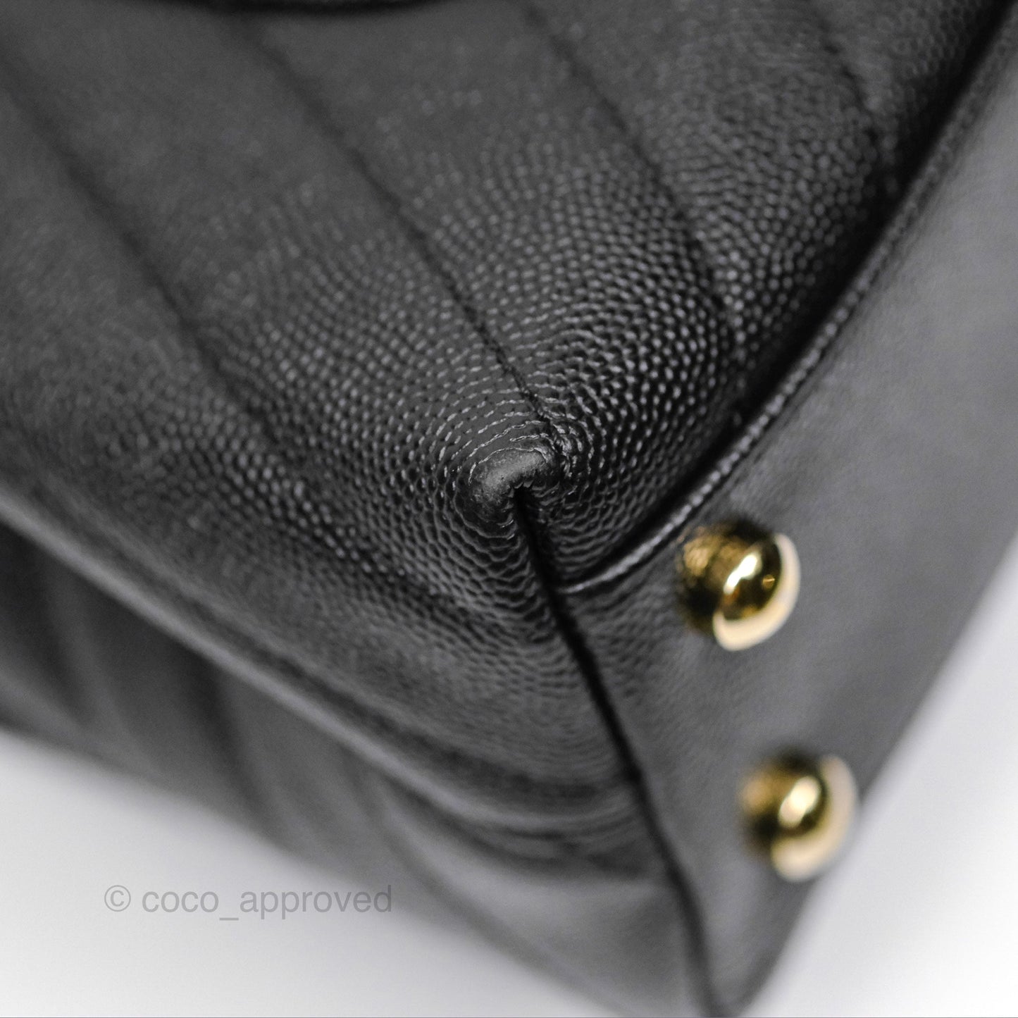 Chanel Small Coco Handle Chevron Black Caviar Gold Hardware