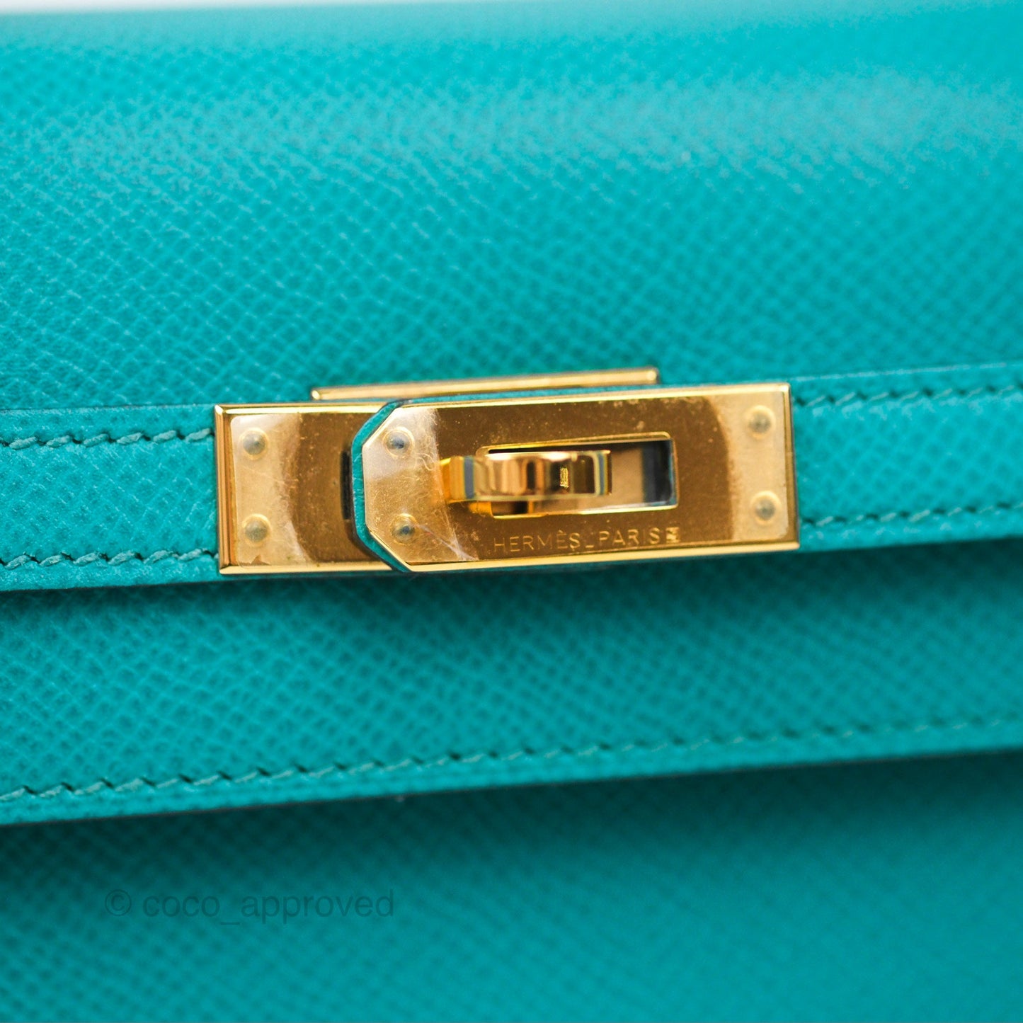 Hermès Sellier Kelly 25 Bleu Paon 7F Epsom Gold Hardware