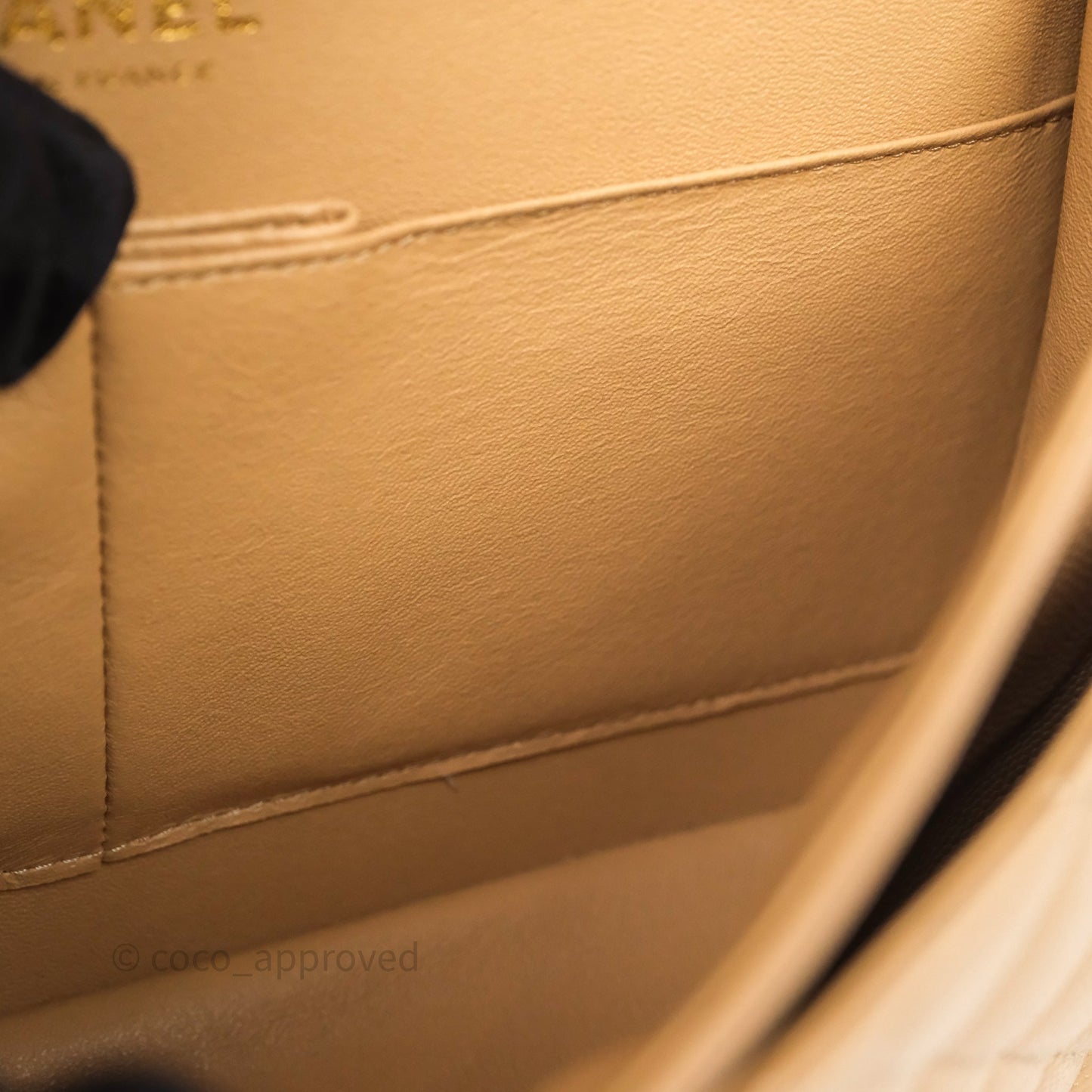Chanel Classic M/L Medium Flap Quilted Dark Beige Caviar Gold Hardware