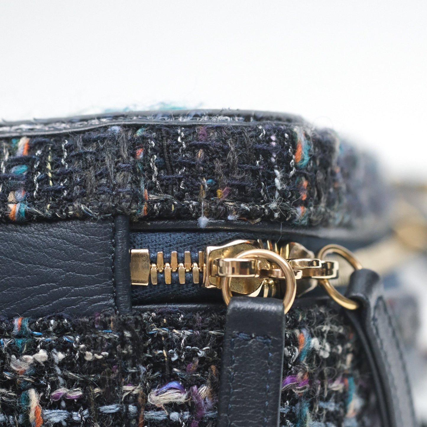 Chanel Medium CC Filigree Vanity Case Navy Tweed Python