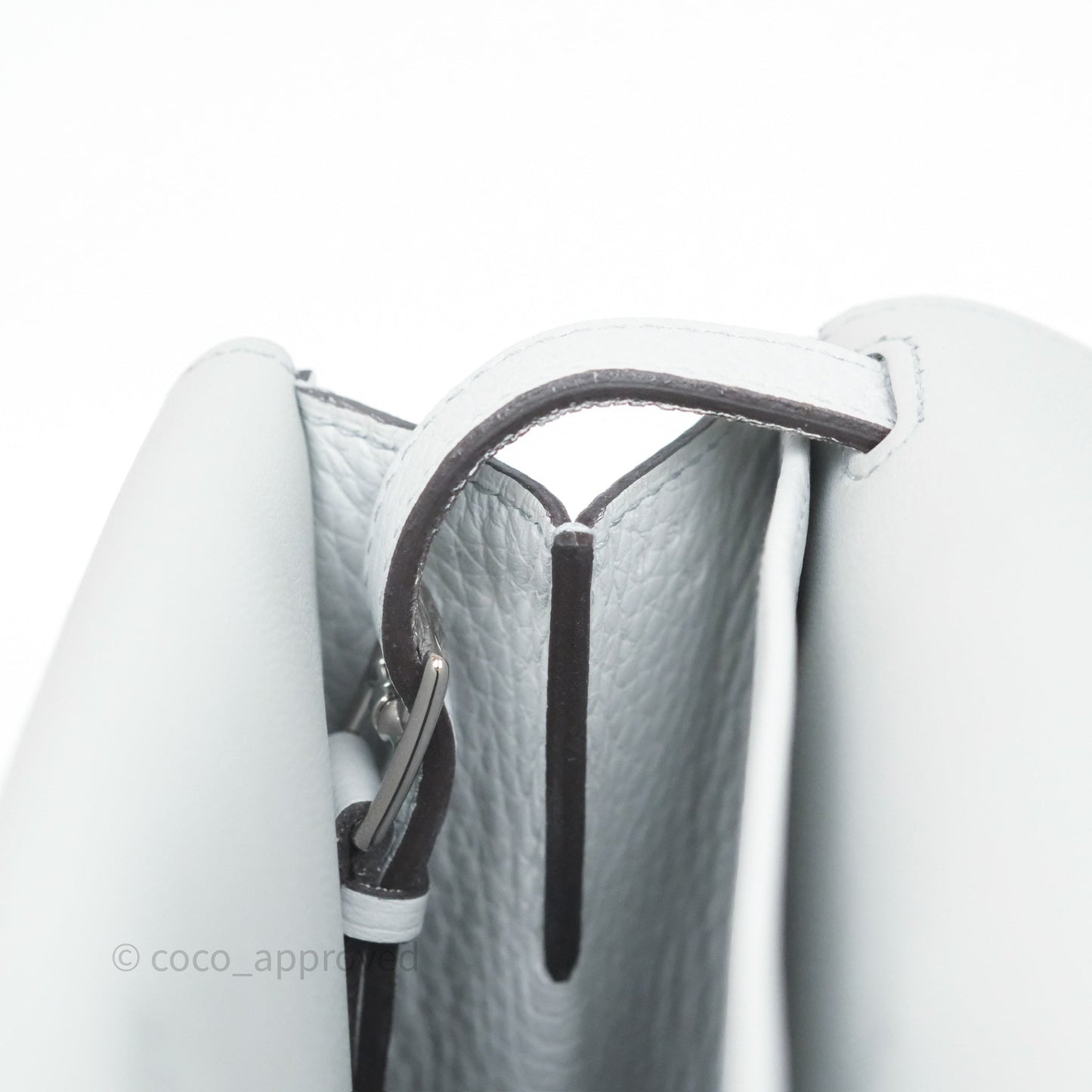 Hermès Halzan 25 Bleu Pale 08 Clemence Palladium Hardware