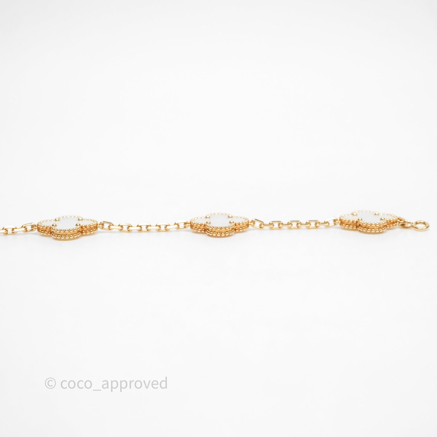Van Cleef & Arpels Vintage Alhambra 5 Motifs White Yellow Gold Bracelet