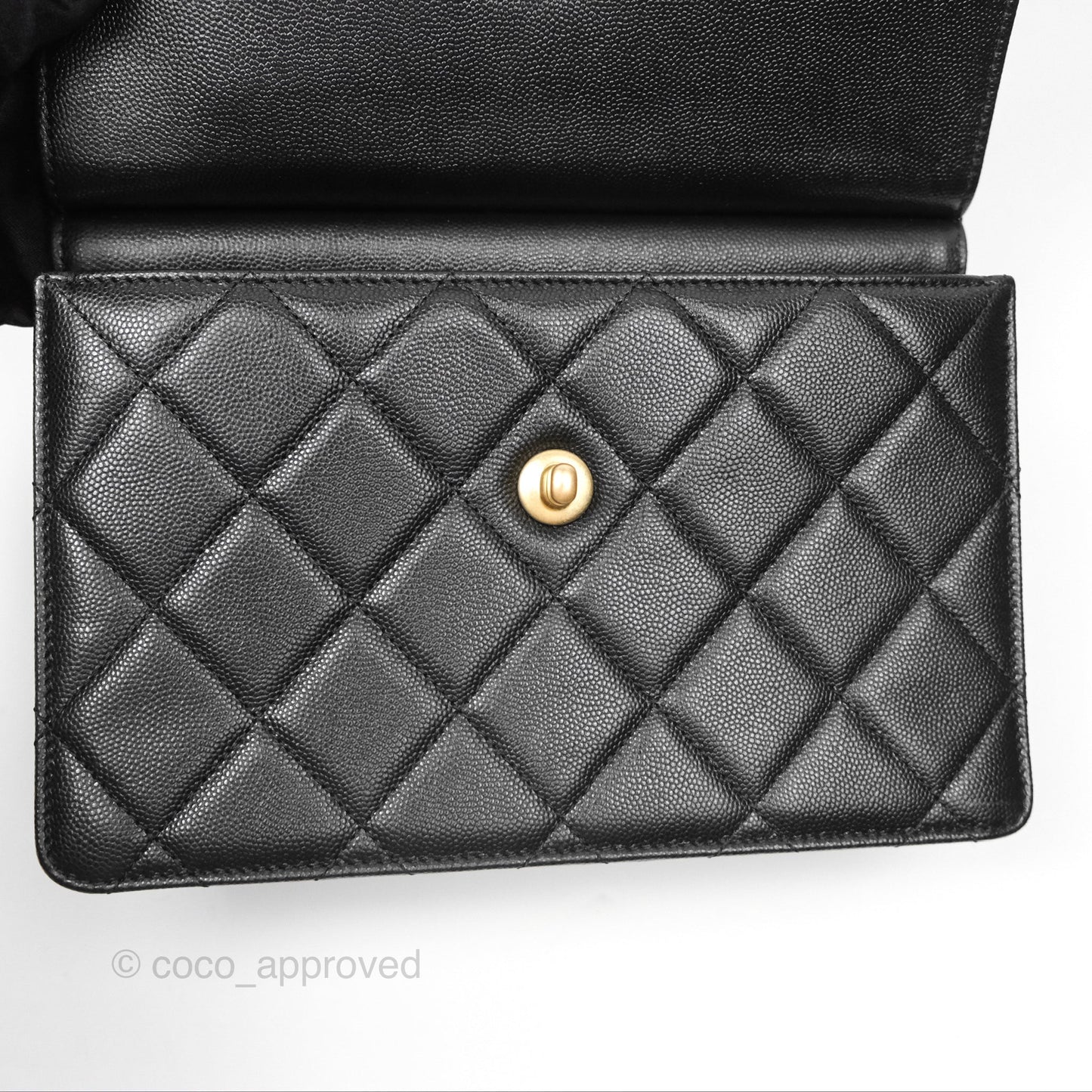 Chanel Chain Flap Bag Black Caviar Aged Gold Hardware 23A