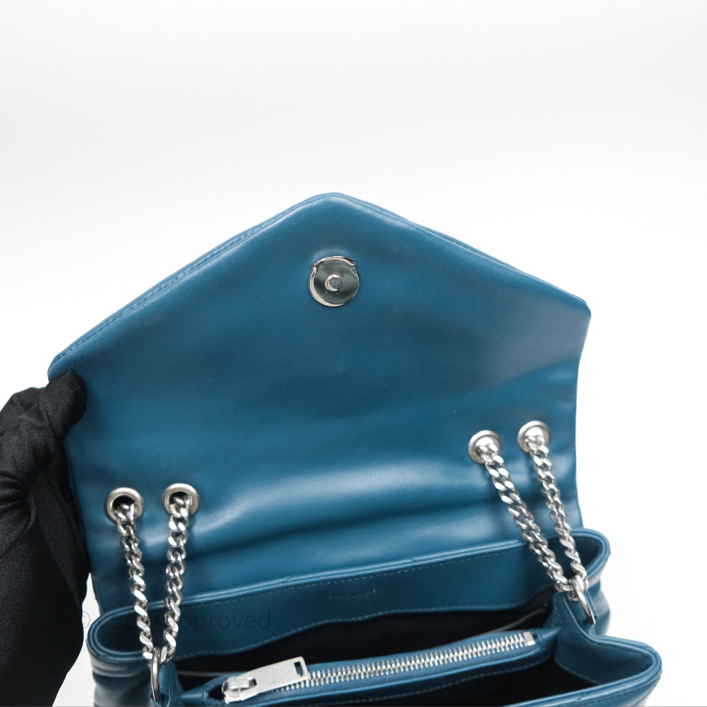 Saint Laurent Loulou Small Flap Bag Turquoise Blue Ruthenum Hardware