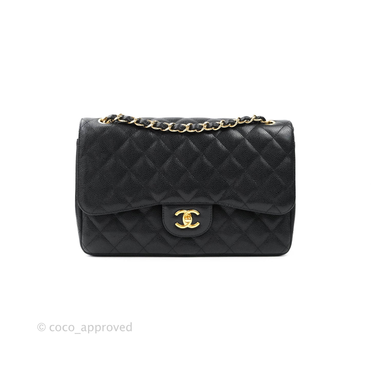Chanel Jumbo Double Flap Black Caviar Gold Hardware⁣⁣