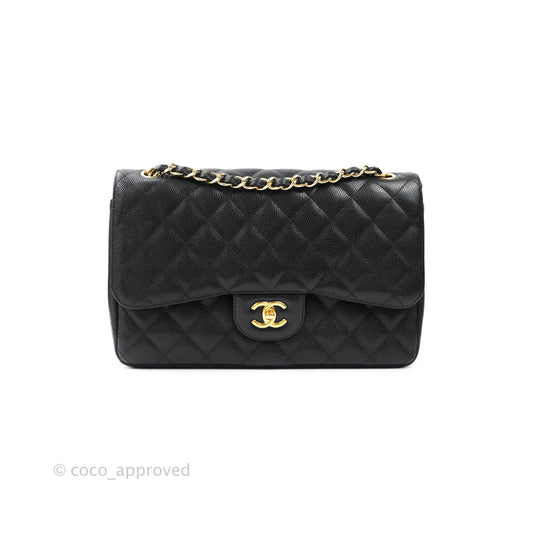 Chanel Jumbo Double Flap Black Caviar Gold Hardware⁣⁣