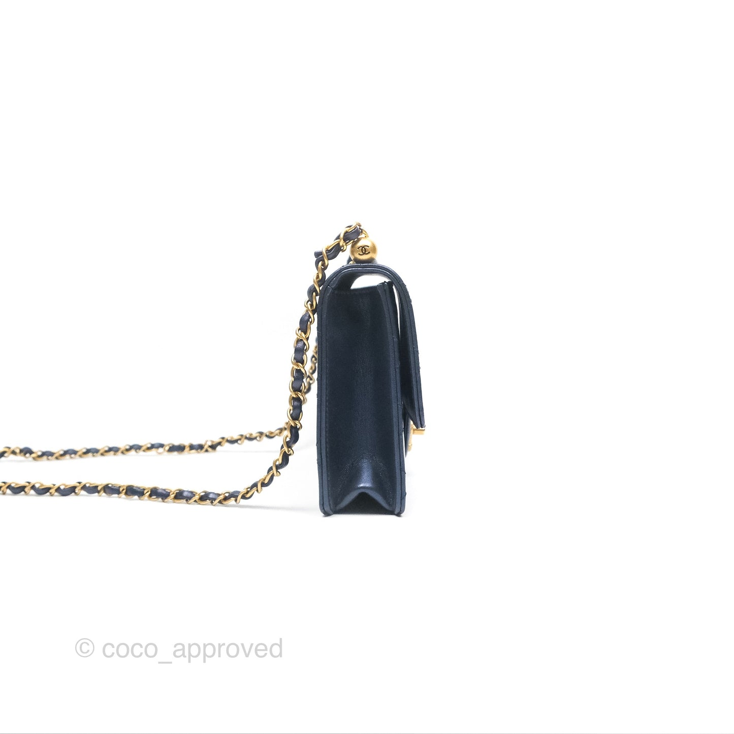 Chanel Small Quilted Chic Pearls Flap Iridescent Navy Goatskin Aged Gold Hardware
