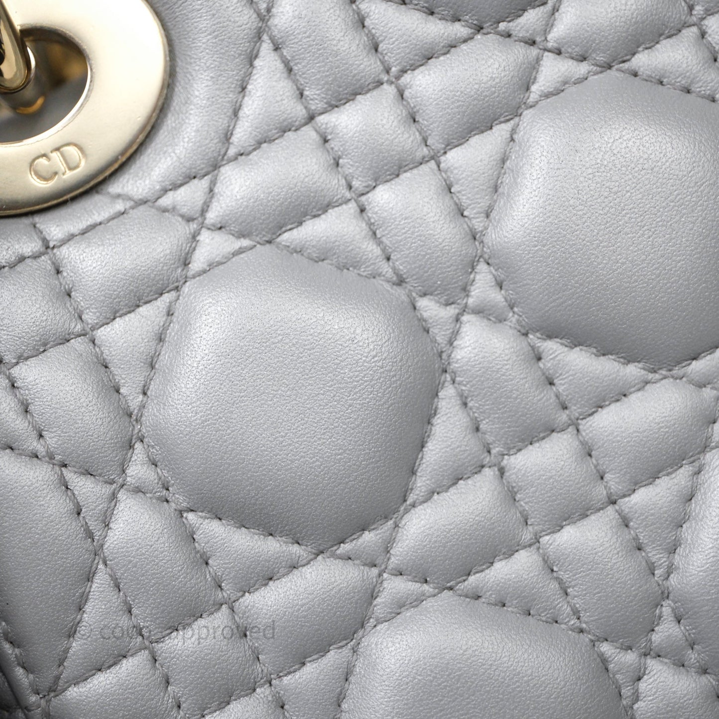 Christian Dior Mini Lady Dior Iridescent Grey Lambskin Cannage Gold Hardware
