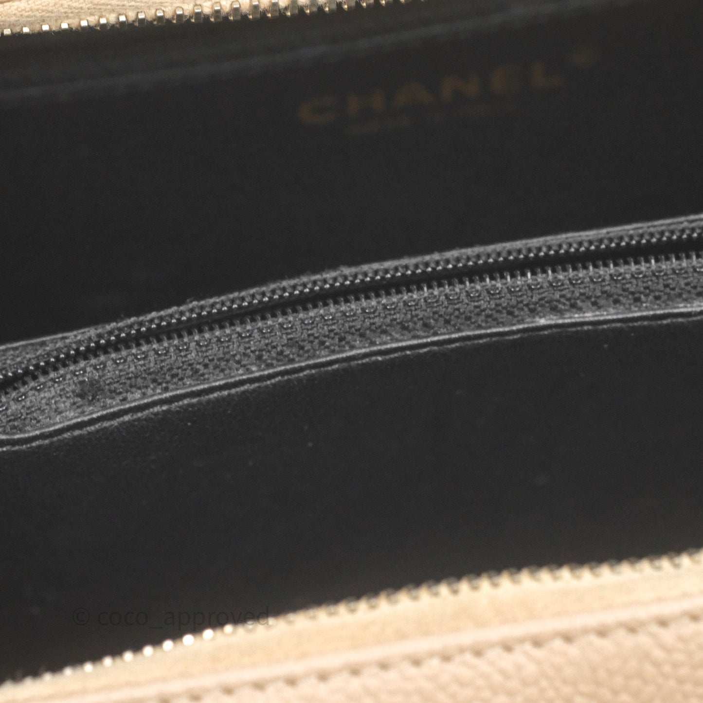 Chanel Medium CC Filigree Vanity Case Quilted Beige Black Caviar