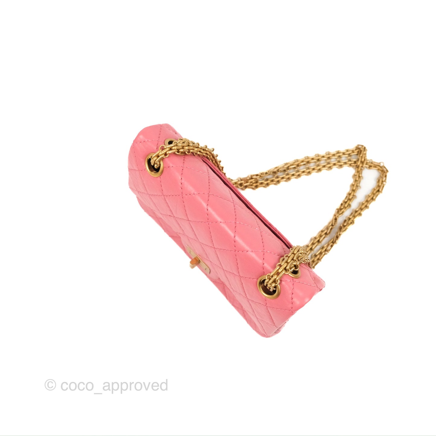 Chanel Mini Reissue 224 Pink Aged Calfskin Aged Gold Hardware