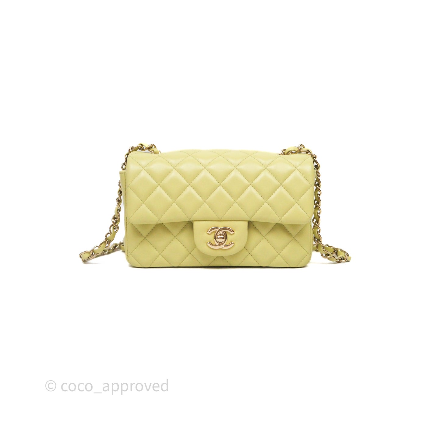 Chanel Mini Rectangular Flap Quilted Green Lambskin Gold Hardware