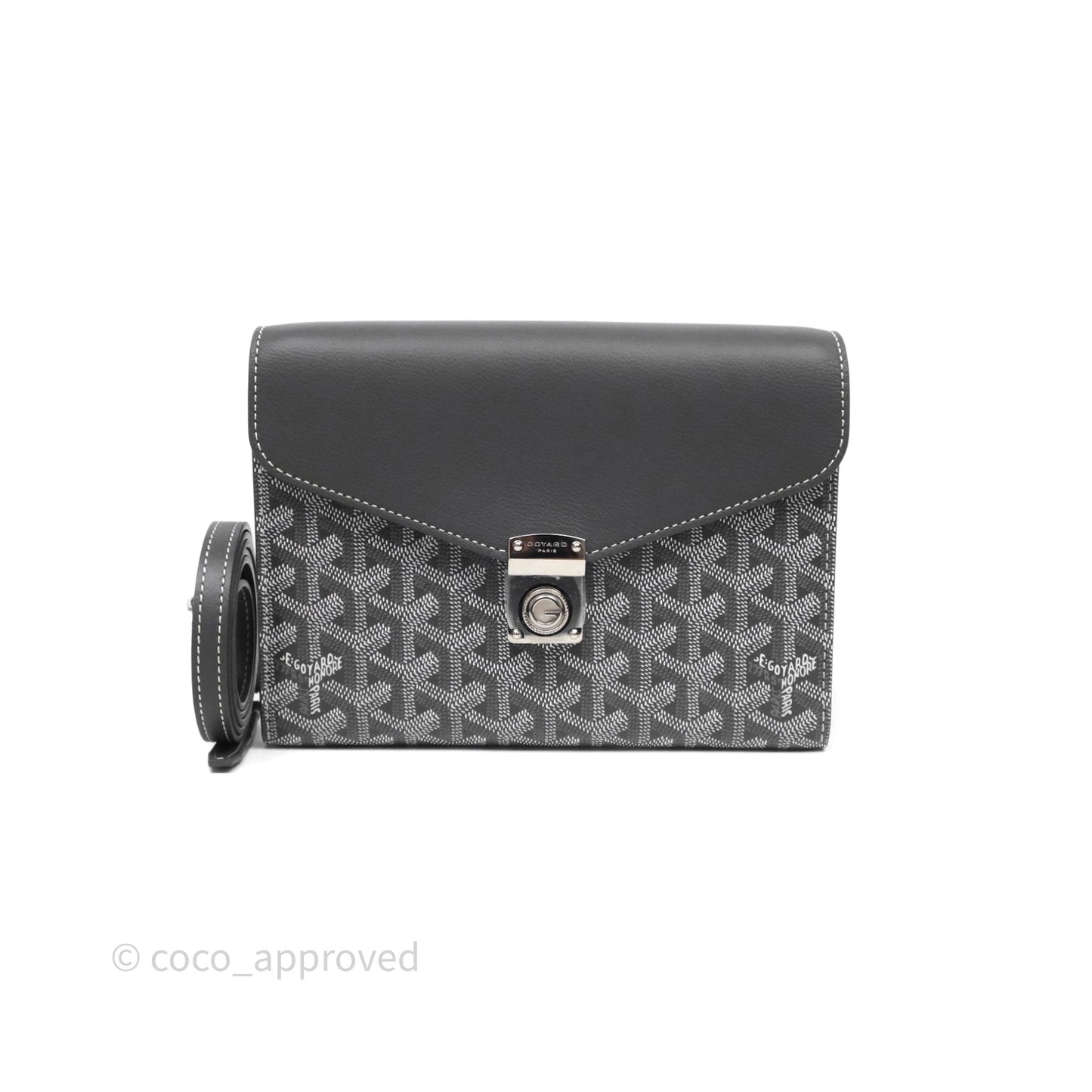 Goyard Chypre Wallet Pouch Chevroches Calfskin Grey