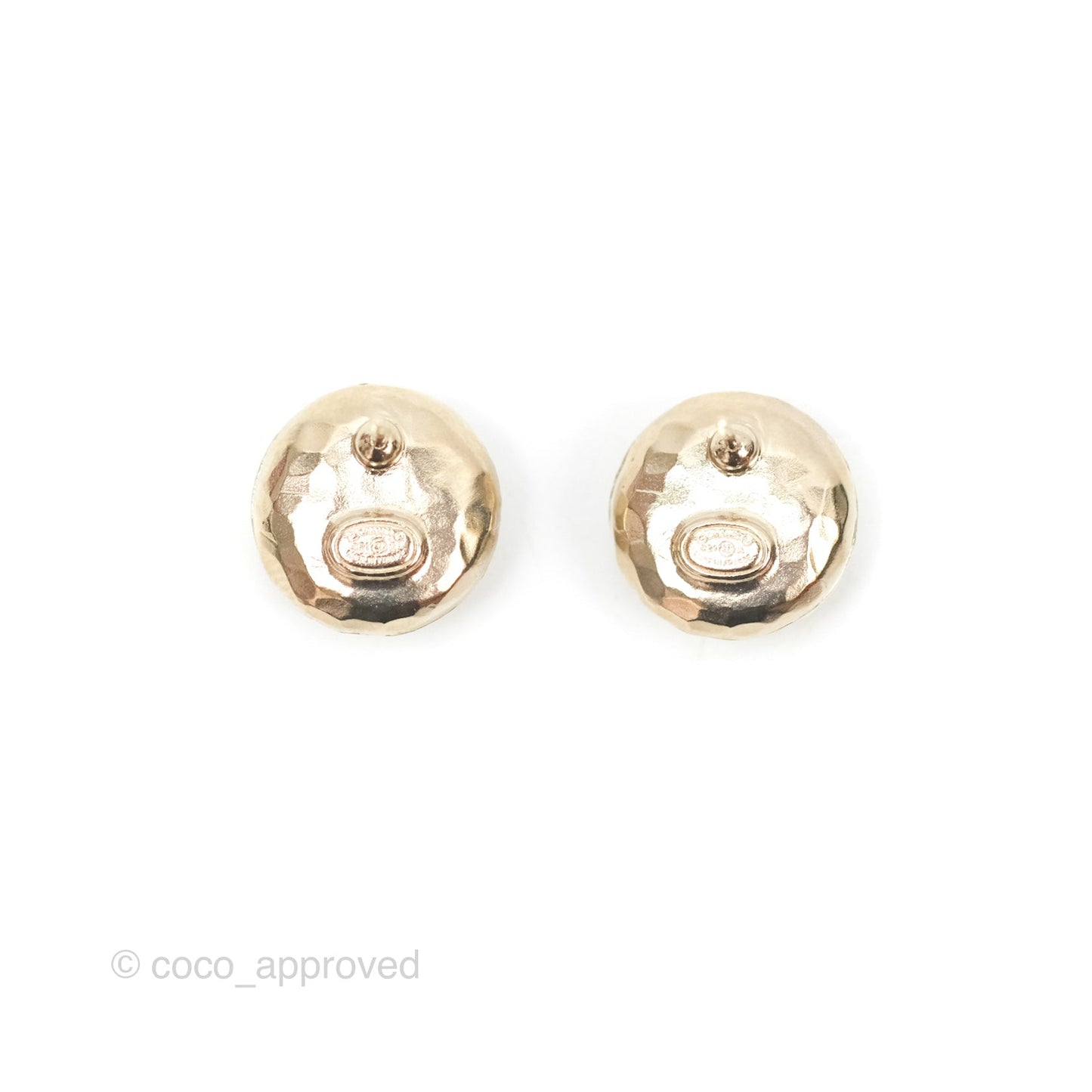 Chanel Round CC Crystal Round Earrings Gold Tone 21A