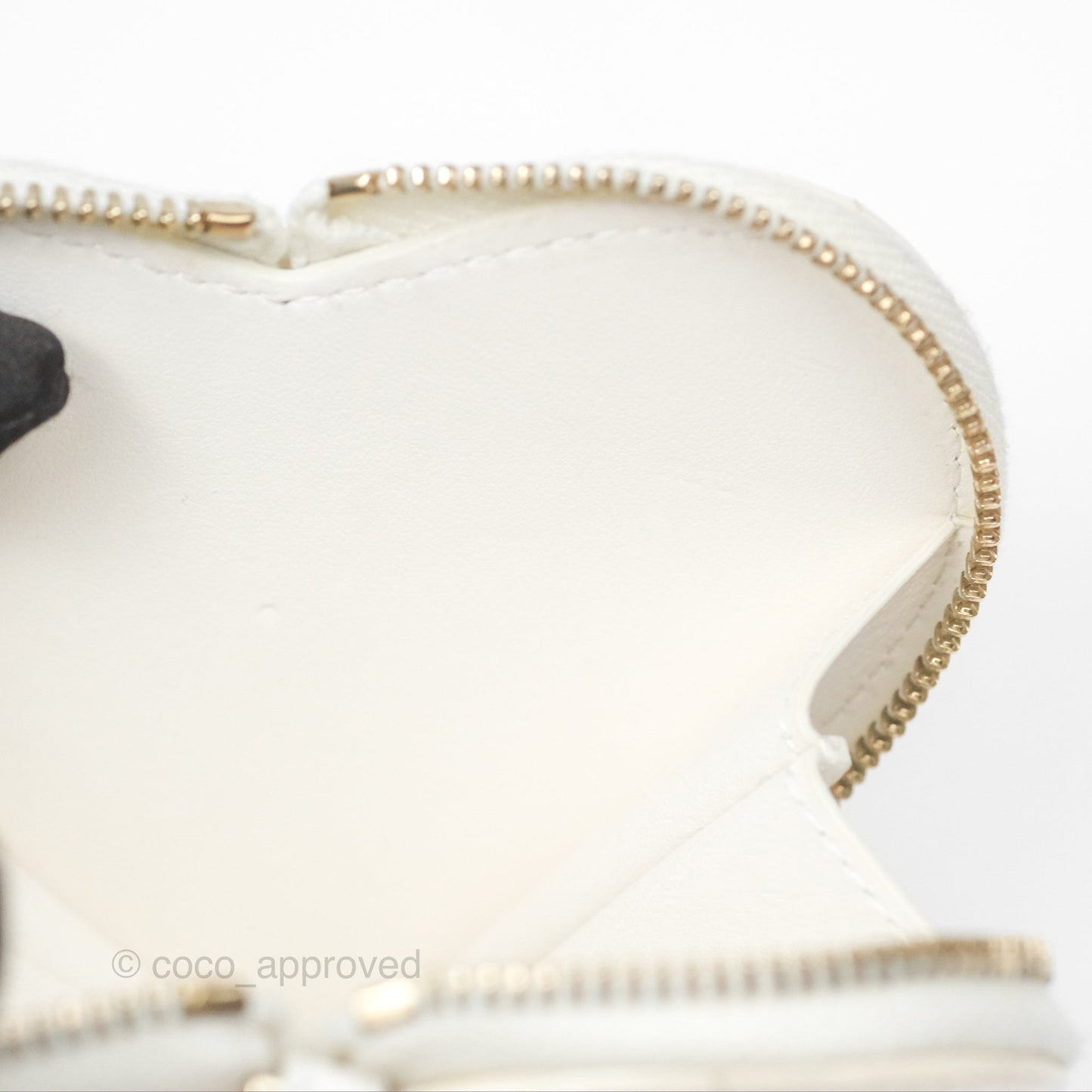 Chanel Heart Clutch with Chain with Coin Purse Black White Patent