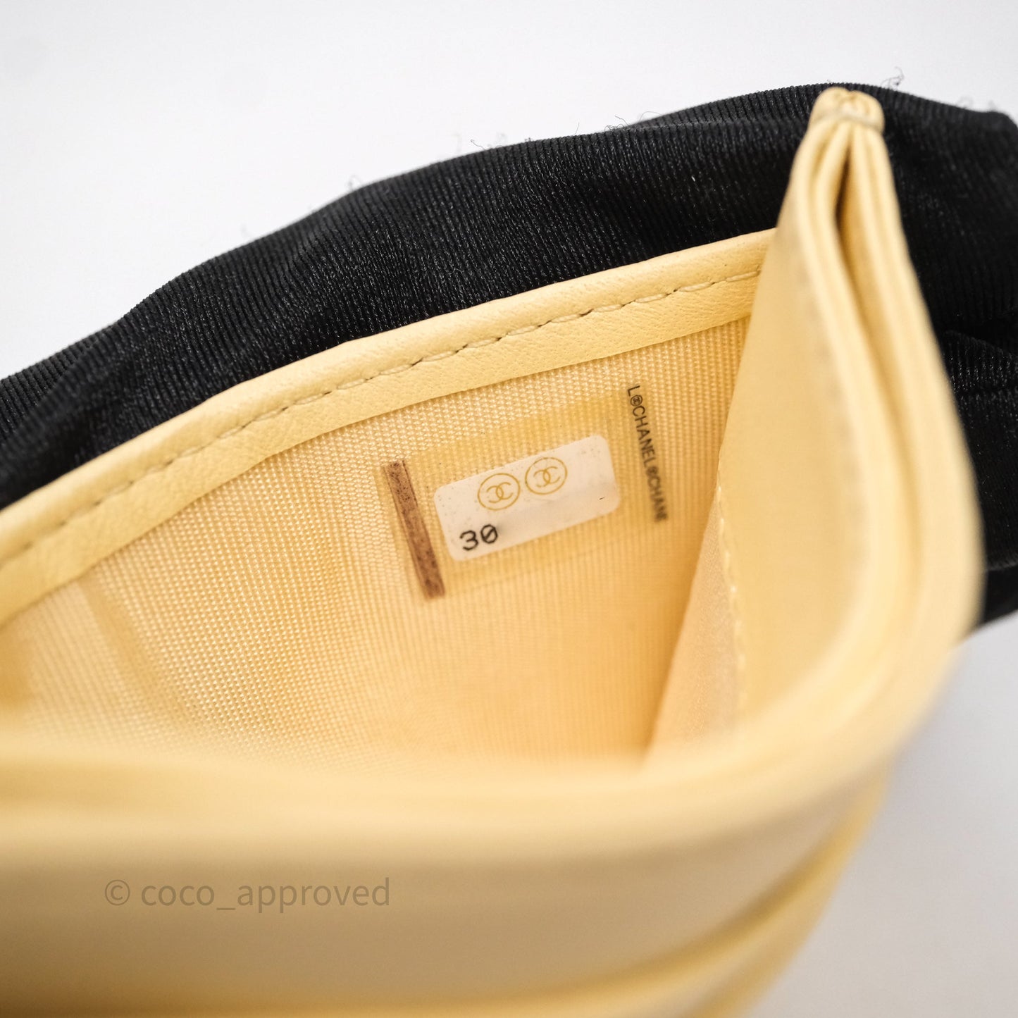 Chanel Classic Flat Card Holder Yellow Lambskin Gold Hardware