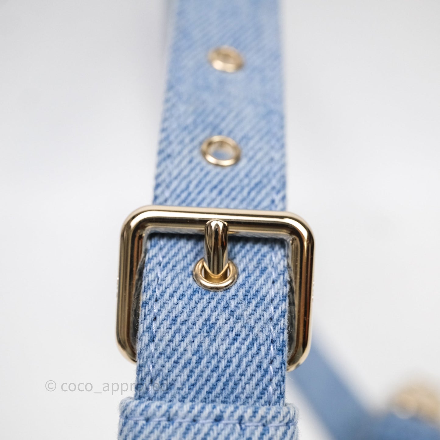 Christian Dior Small Lady D-Joy Bag Washed Blue Denim Cannage Gold Hardware