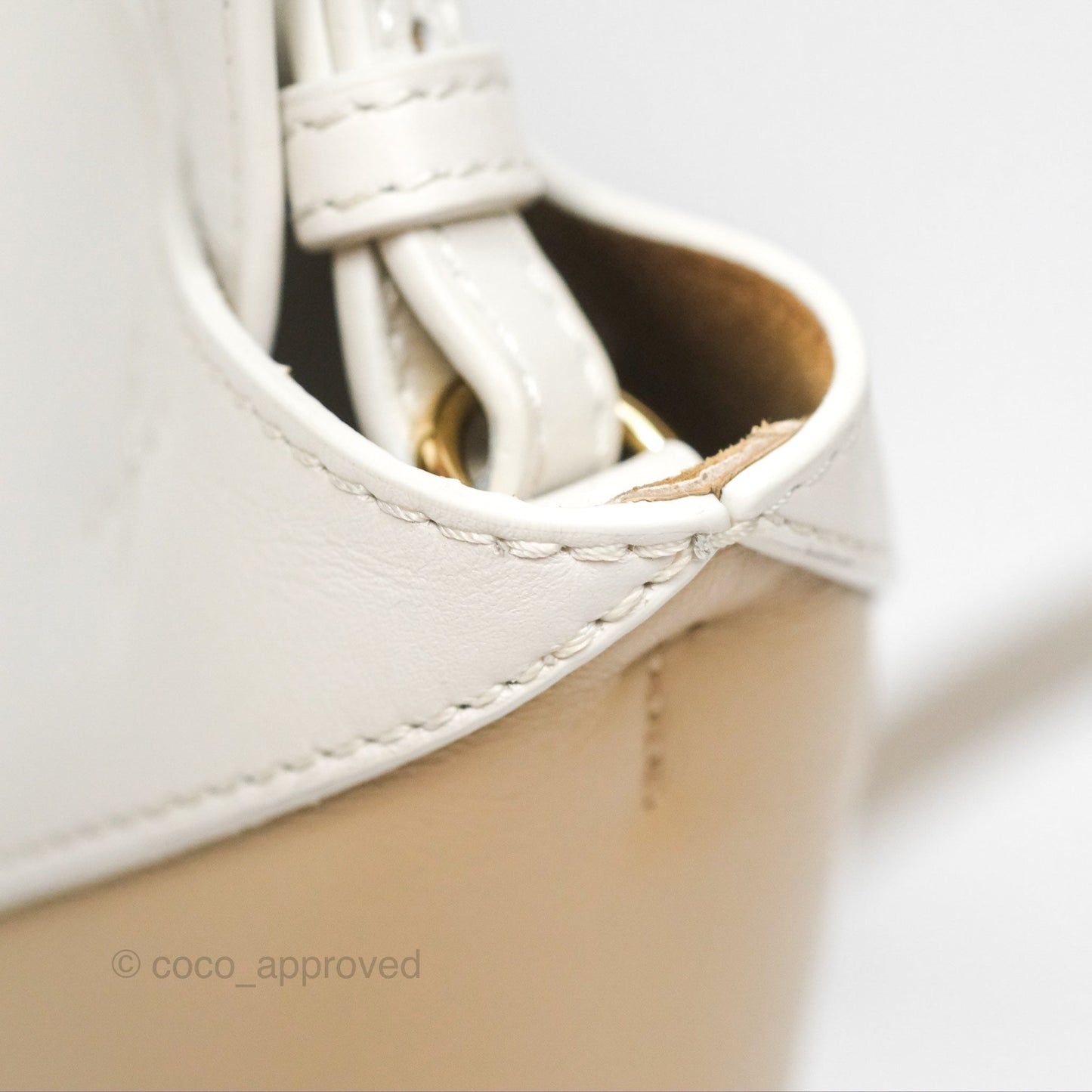 Loewe Mini Puzzle Fold Tote In Shiny Calfskin Soft White/ Paper Craft