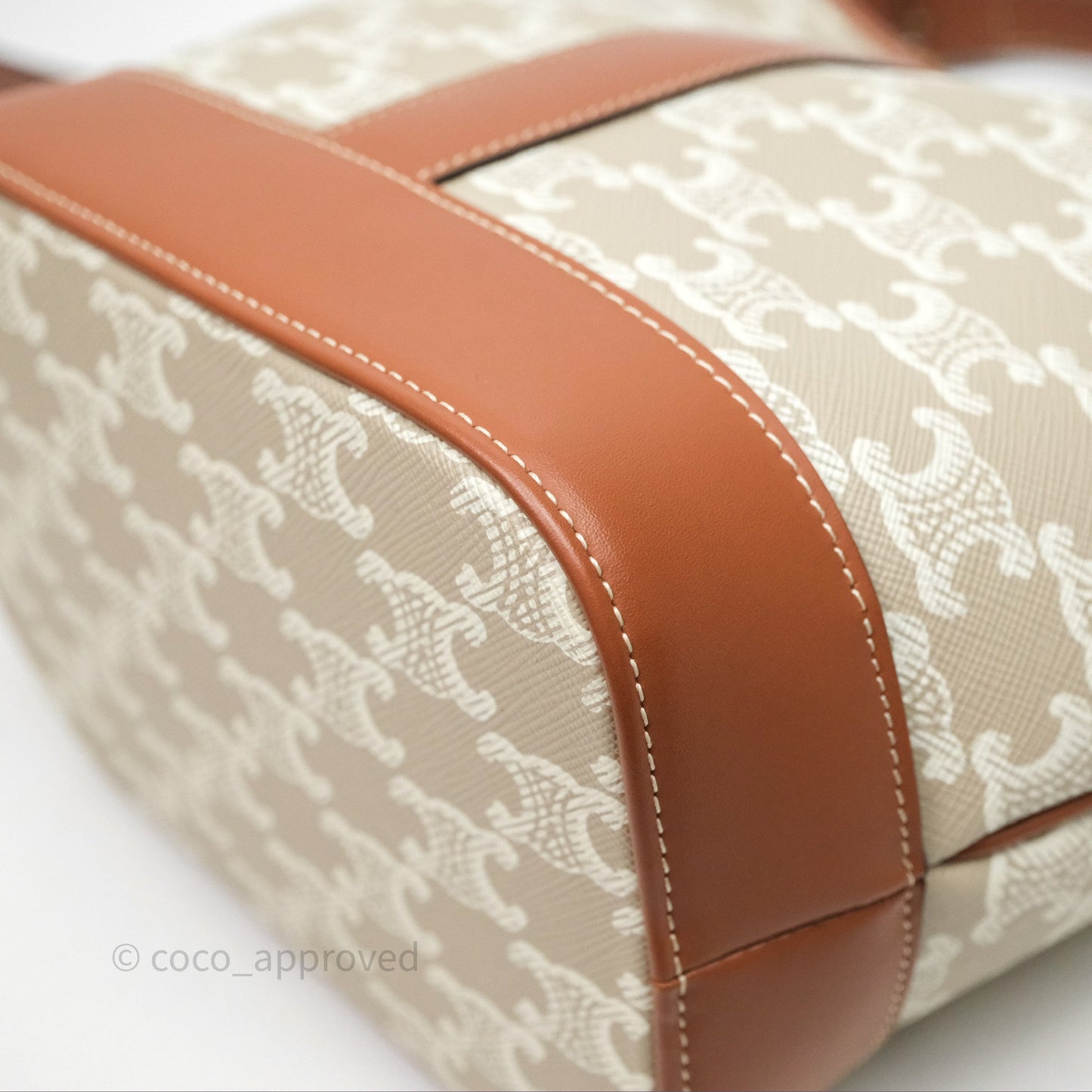 Celine Small Bucket Triomphe Canvas Grege Calfskin