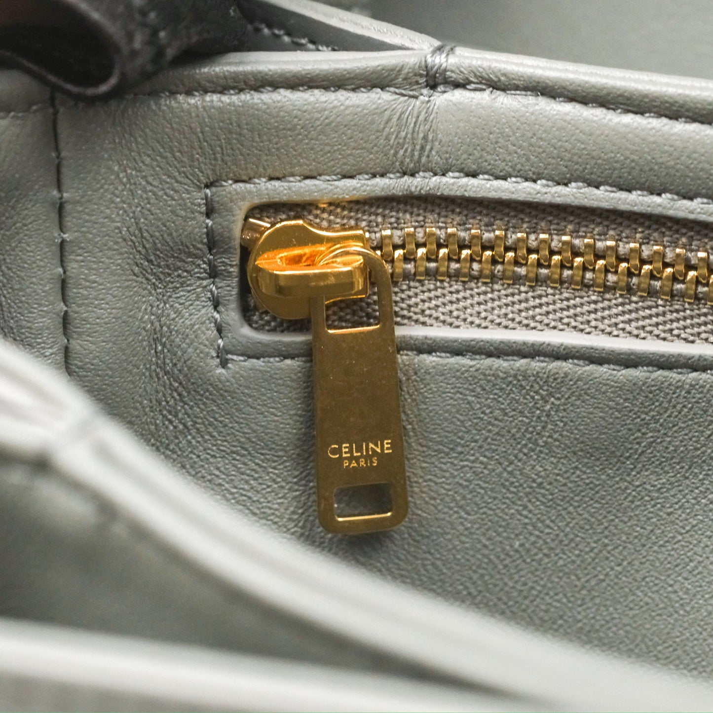Celine Medium Triomphe Bag Zinc Shiny Calfskin