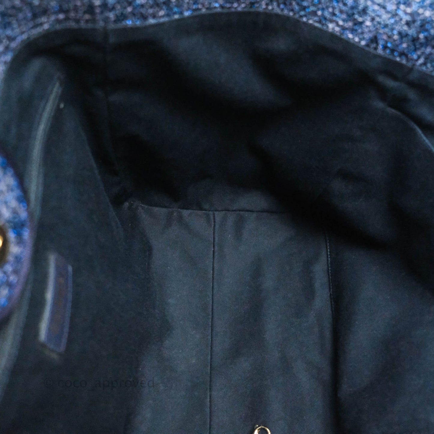 Chanel Large Deauville Navy Blue Canvas Gold Hardware