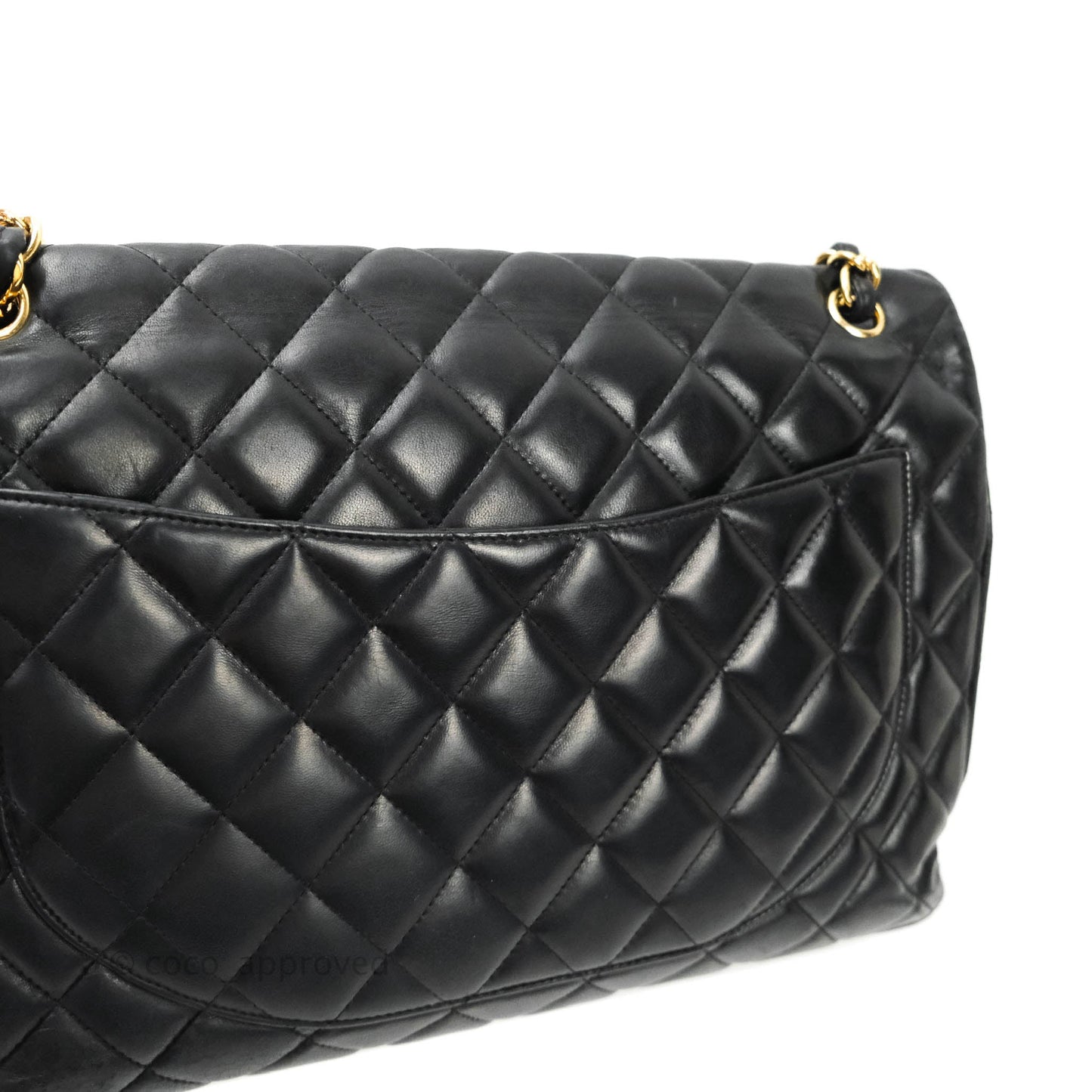 Chanel Single Flap Maxi Lambskin Black Gold Hardware