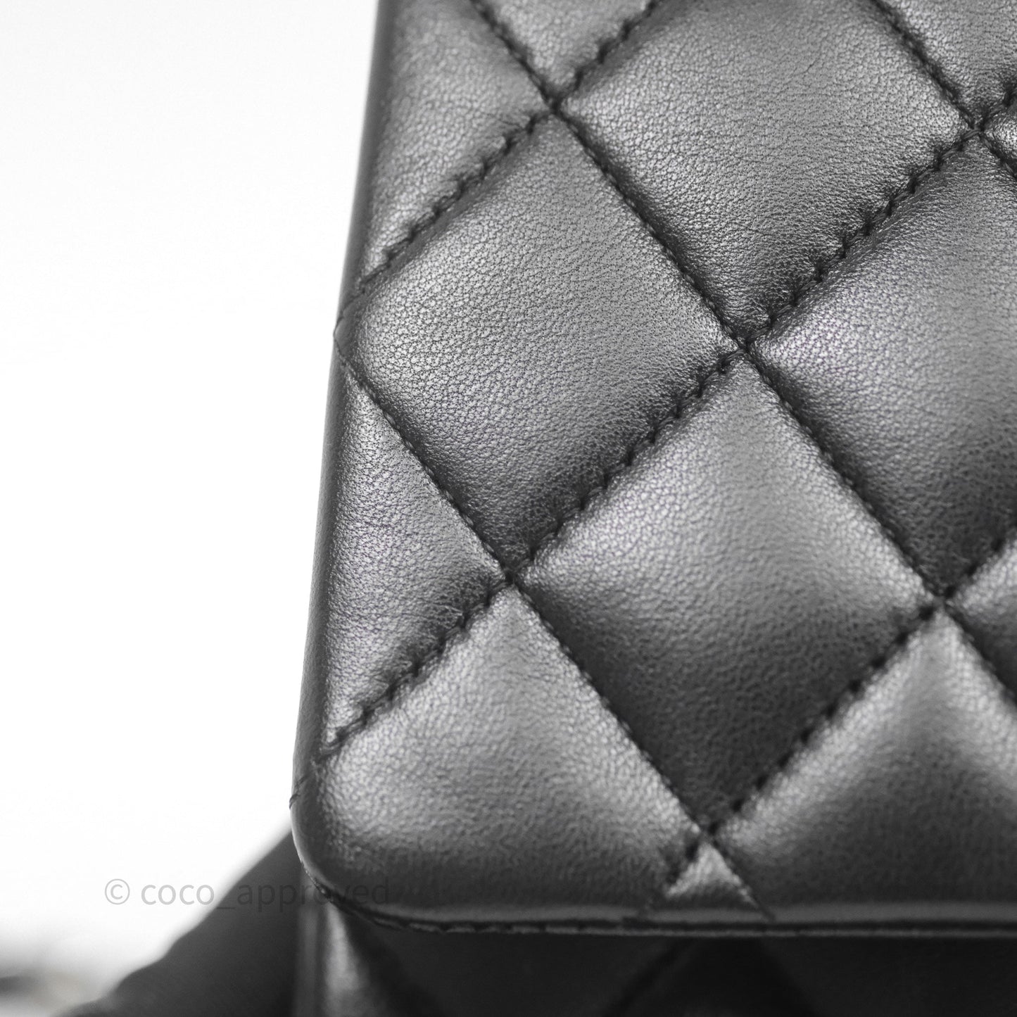 Chanel Classic M/L Medium Flap Quilted Black Lambskin Silver Hardware