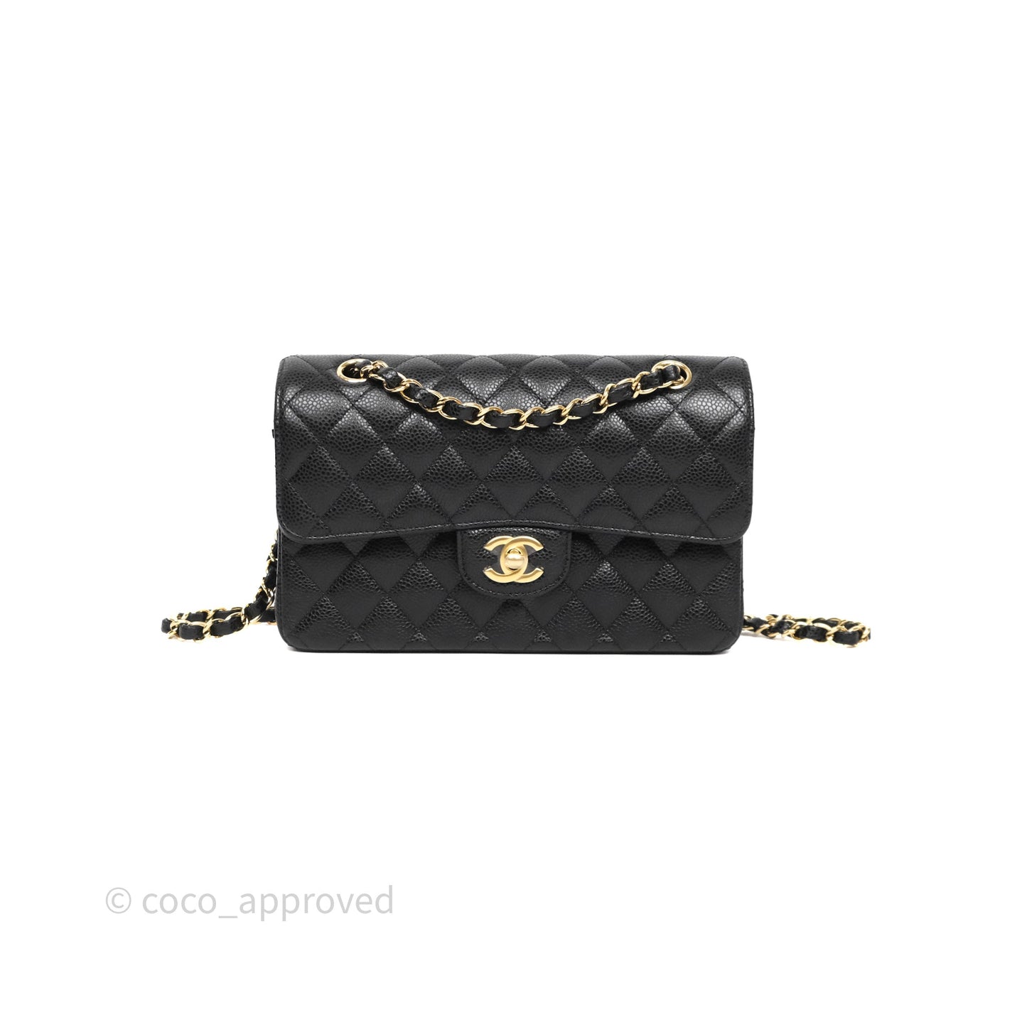 Chanel Small Classic Flap Quilted Black Caviar Gold Hardware
