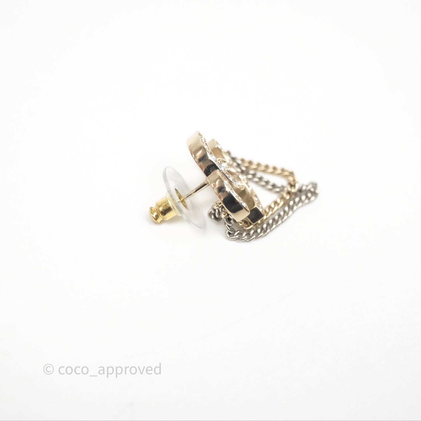 Chanel Crystal CC Chain Pendant Earrings 21B