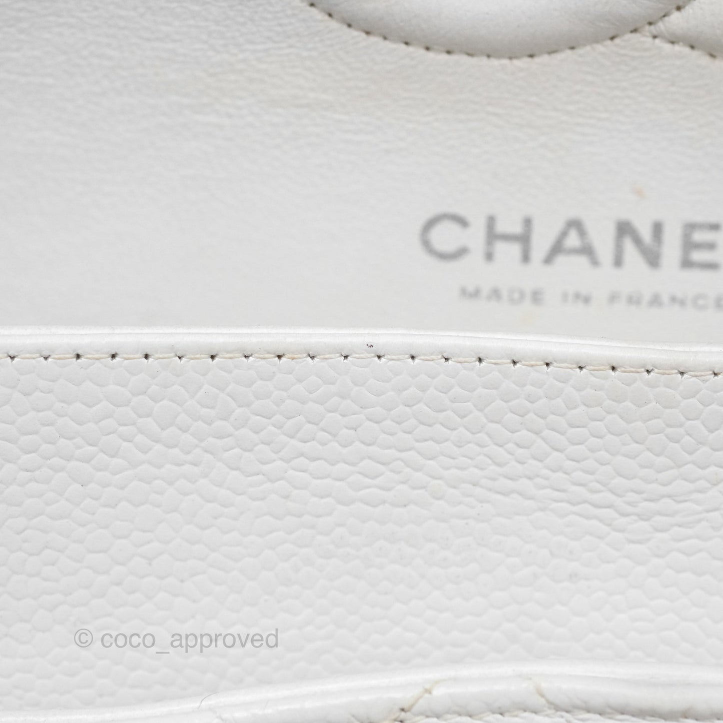 Chanel Classic M/L Medium Double Flap White Caviar Silver Hardware