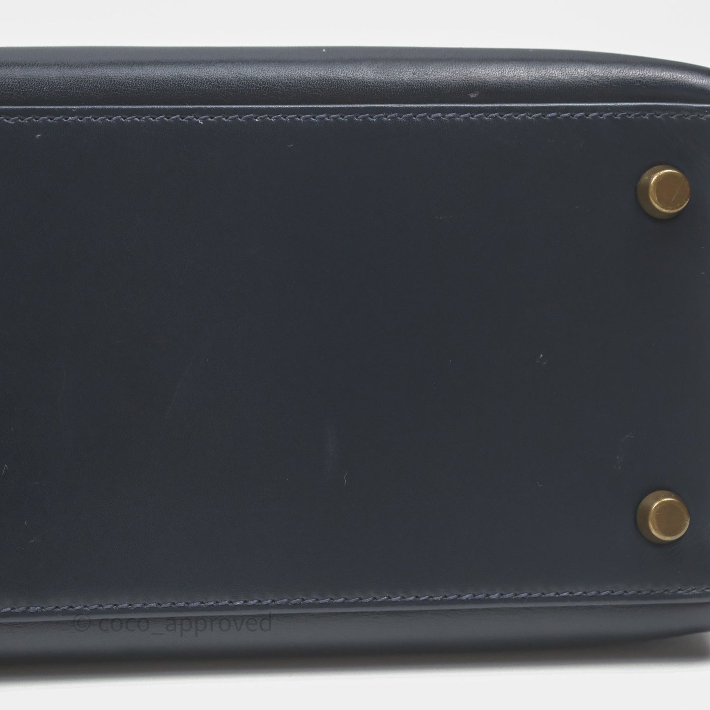Hermès Vintage Kelly 28 Retourn Navy Box Leather Gold Hardware