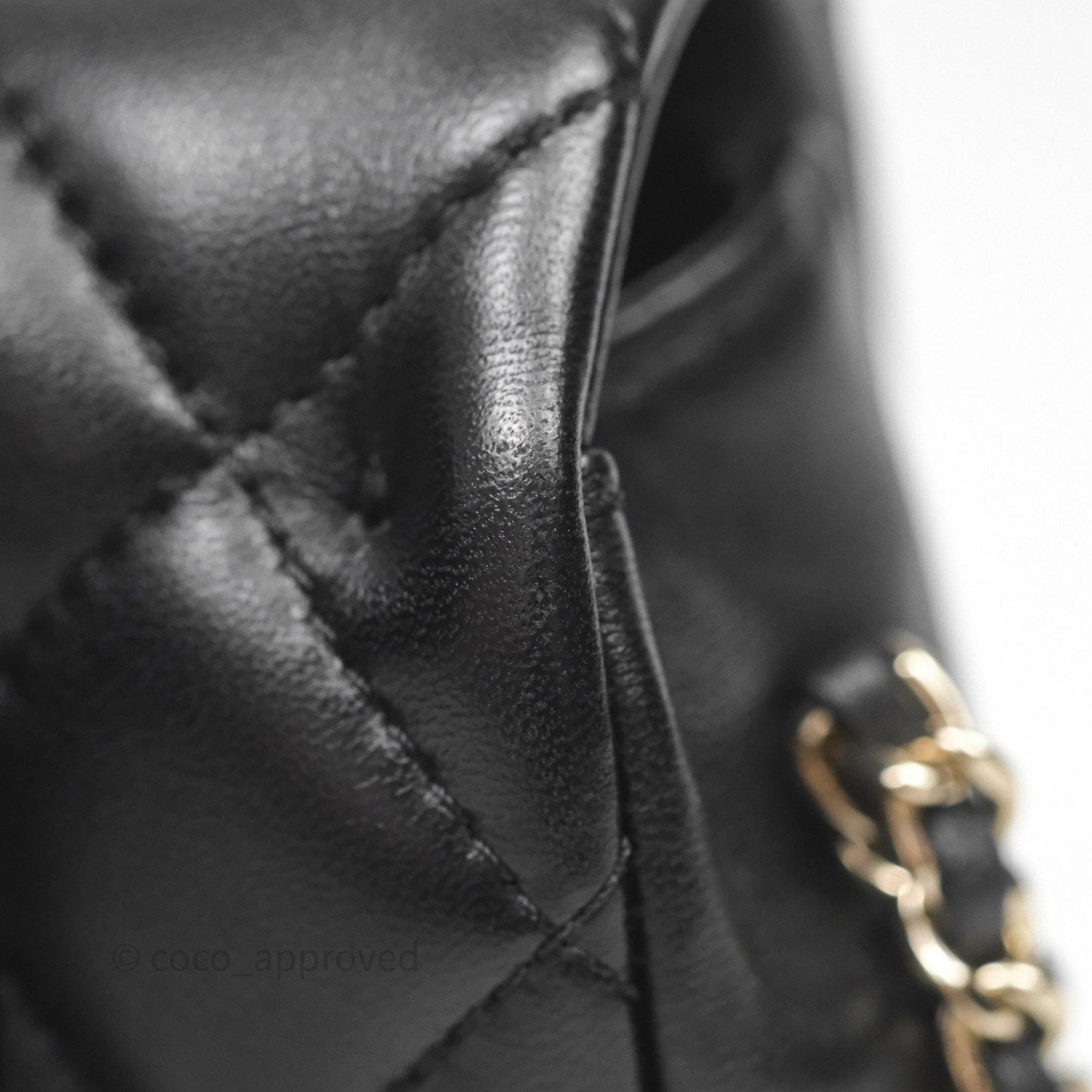 Chanel Logo Pearl Chain Flap Bag Black Lambskin Gold Hardware