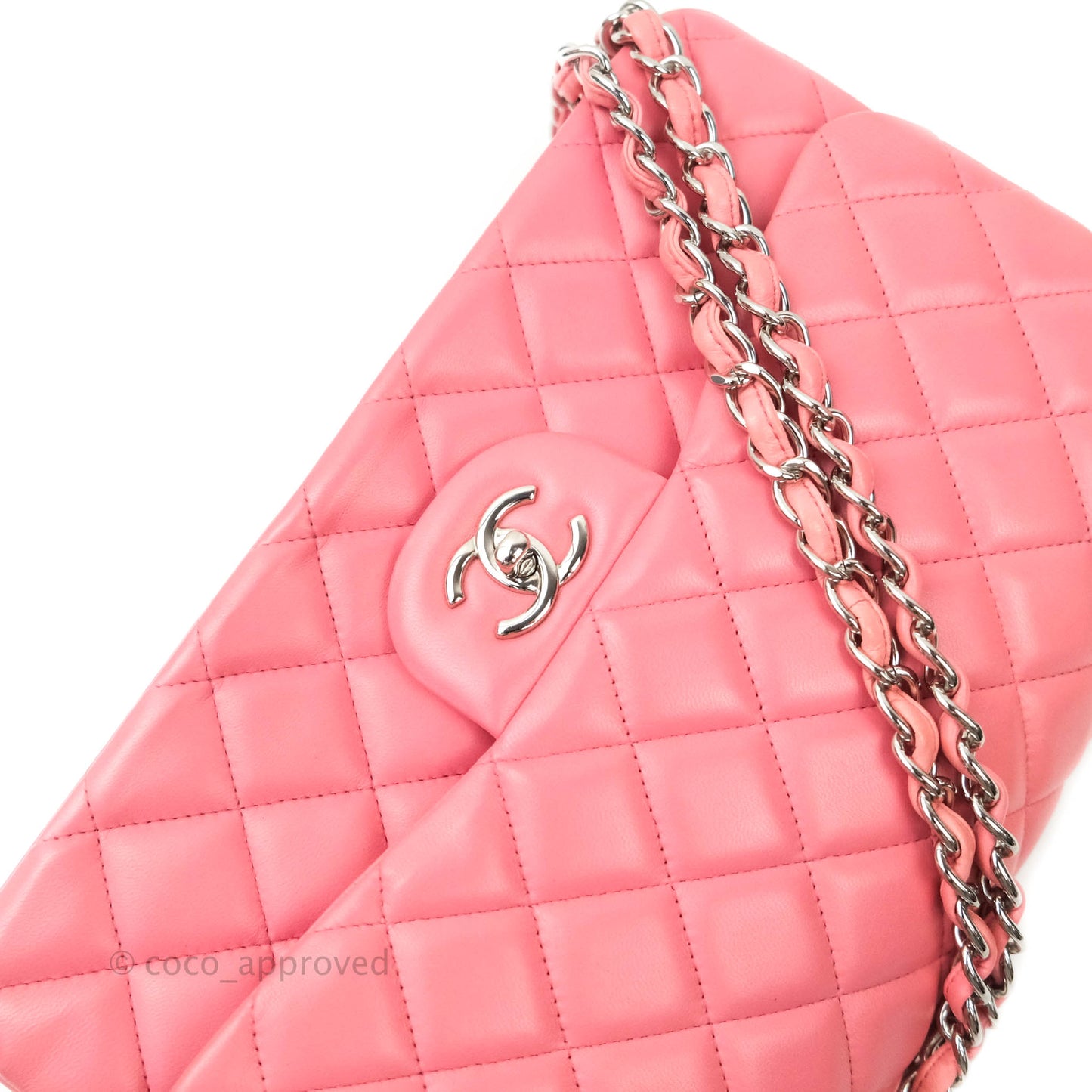 Chanel Jumbo Double Flap Pink Lambskin Silver Hardware⁣⁣