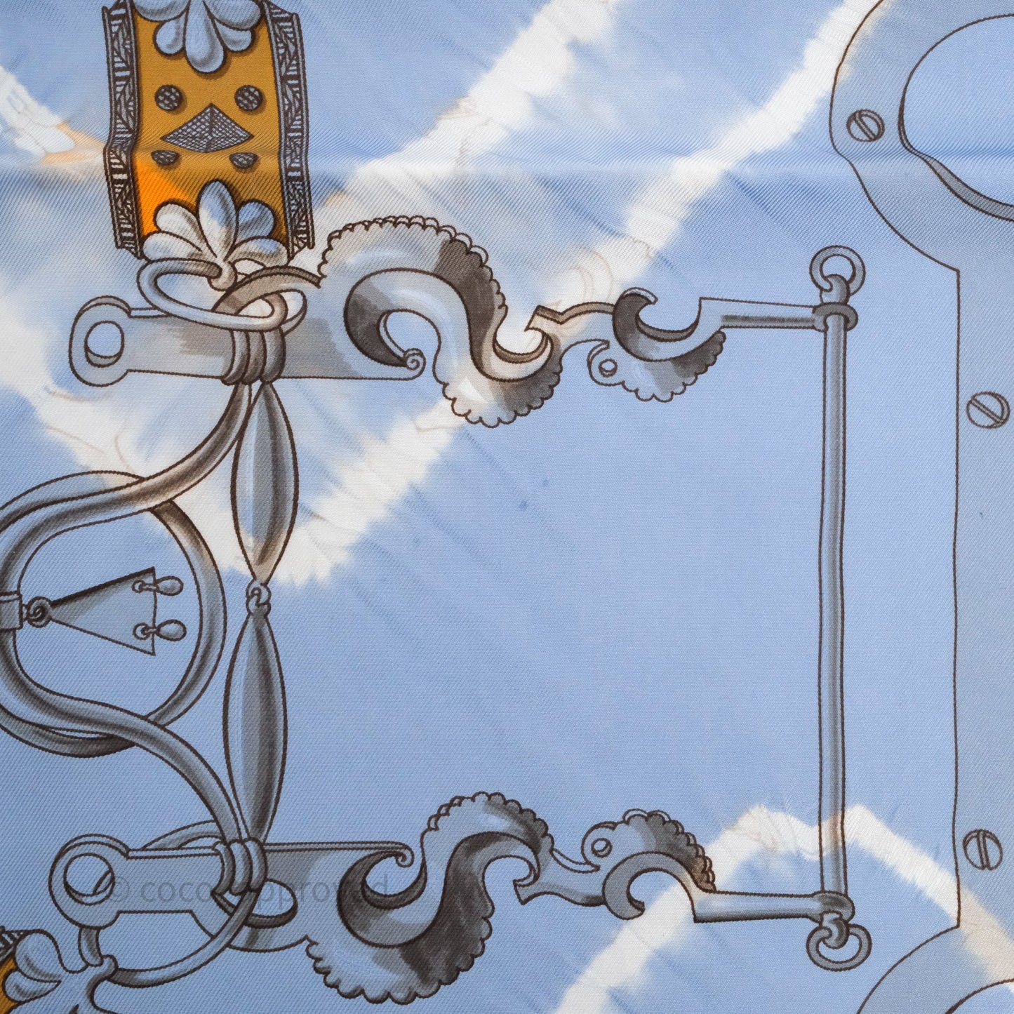 Hermès Mors et Gourmettes Scarf Light Blue