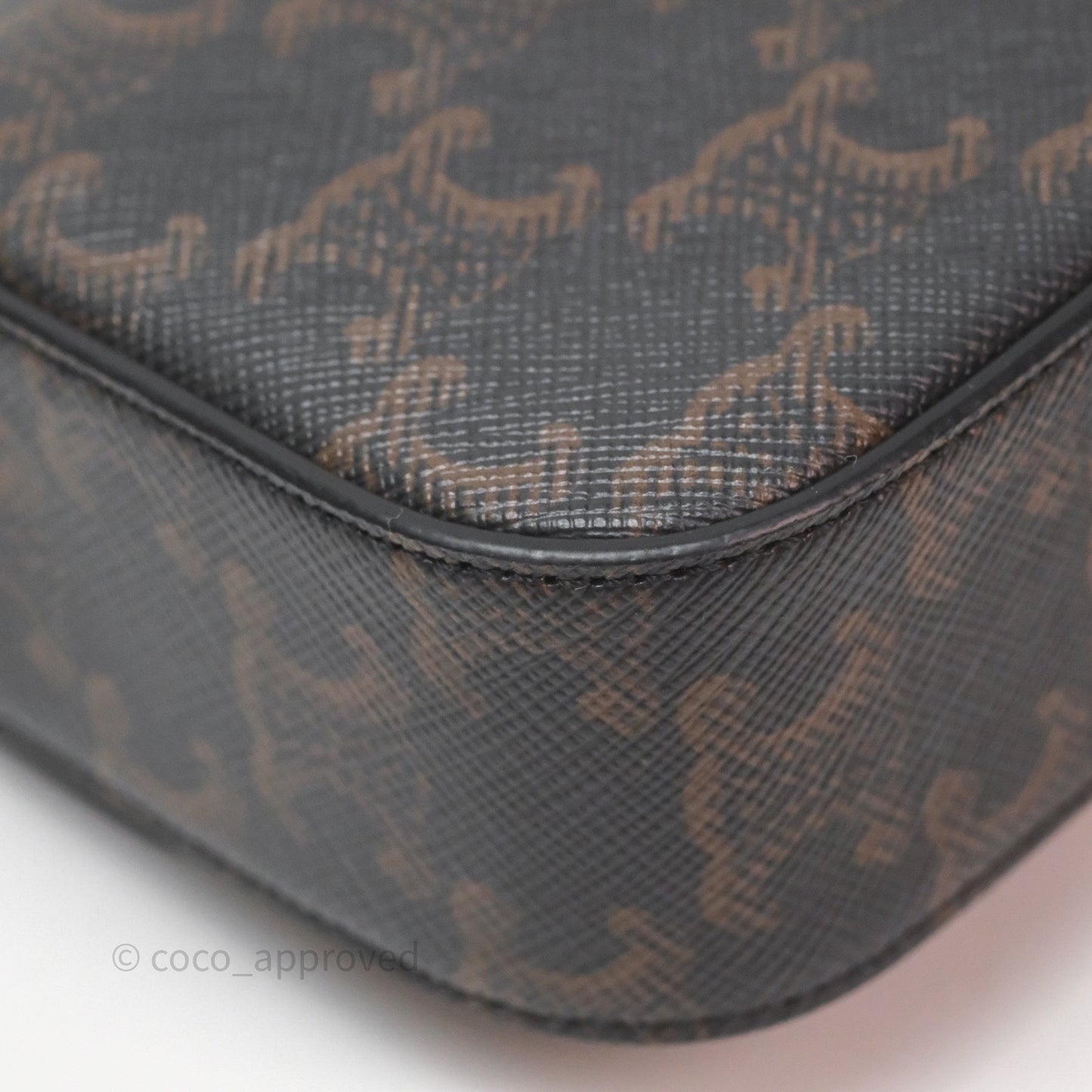 Celine Tan Canvas Calfskin Mini Triomphe