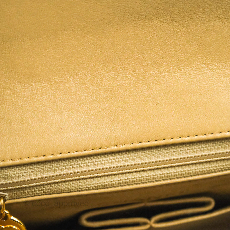 Chanel Vintage Square Flap Bag Beige Lambskin 24K Gold Hardware