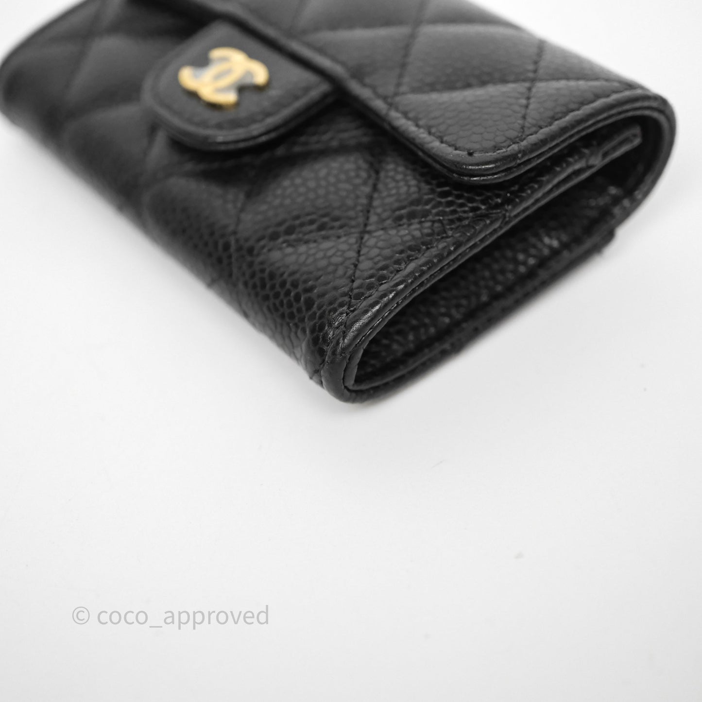 Chanel Quilted Flap Card Holder Black Caviar Gold Hardware