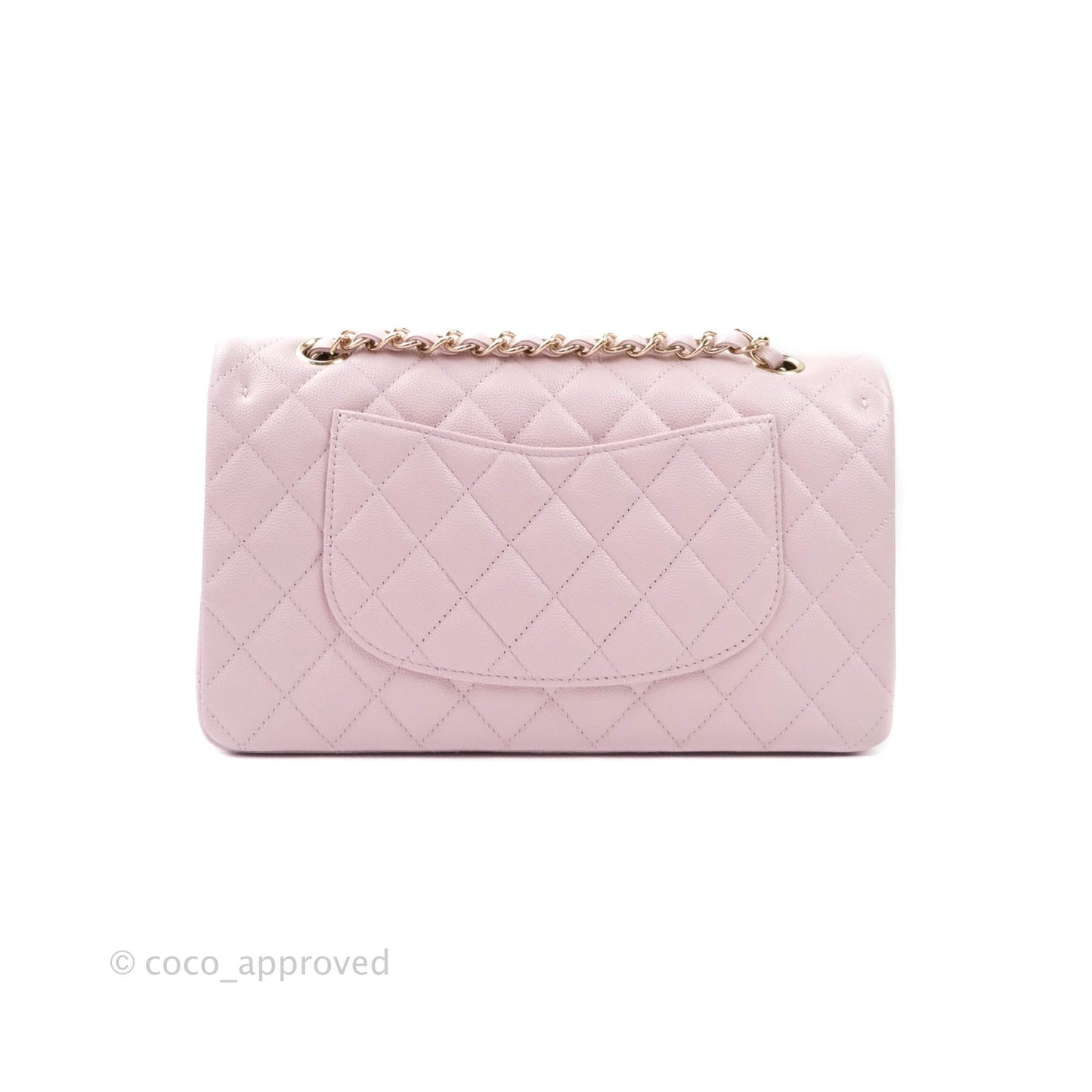 Chanel M/L Medium Double Flap Bag Lilac Rose Clair Caviar Gold Hardware 21S