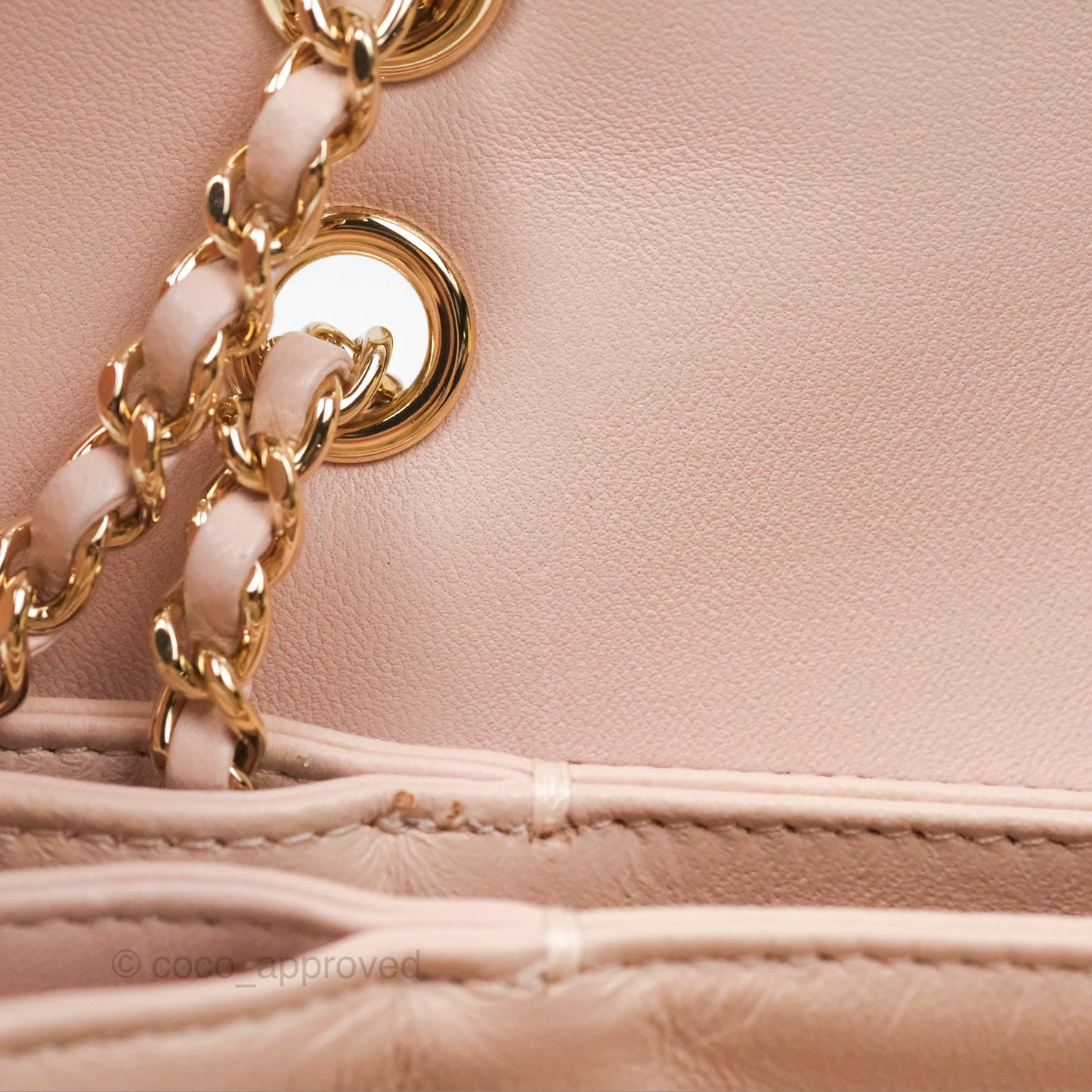 Chanel Flap Clutch With Chain Quilted Light Pink Lambskin Gold Hardware